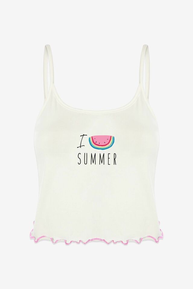 Kadın Pamuklu Karpuz Desenli Şortlu Pijama Takımı KO70126 Karpuz Desen - M