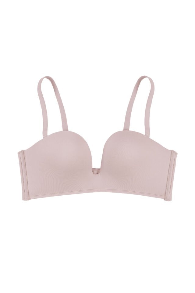 Derin Dekolte Destekli Dikişsiz Sütyen Pembe - 85B