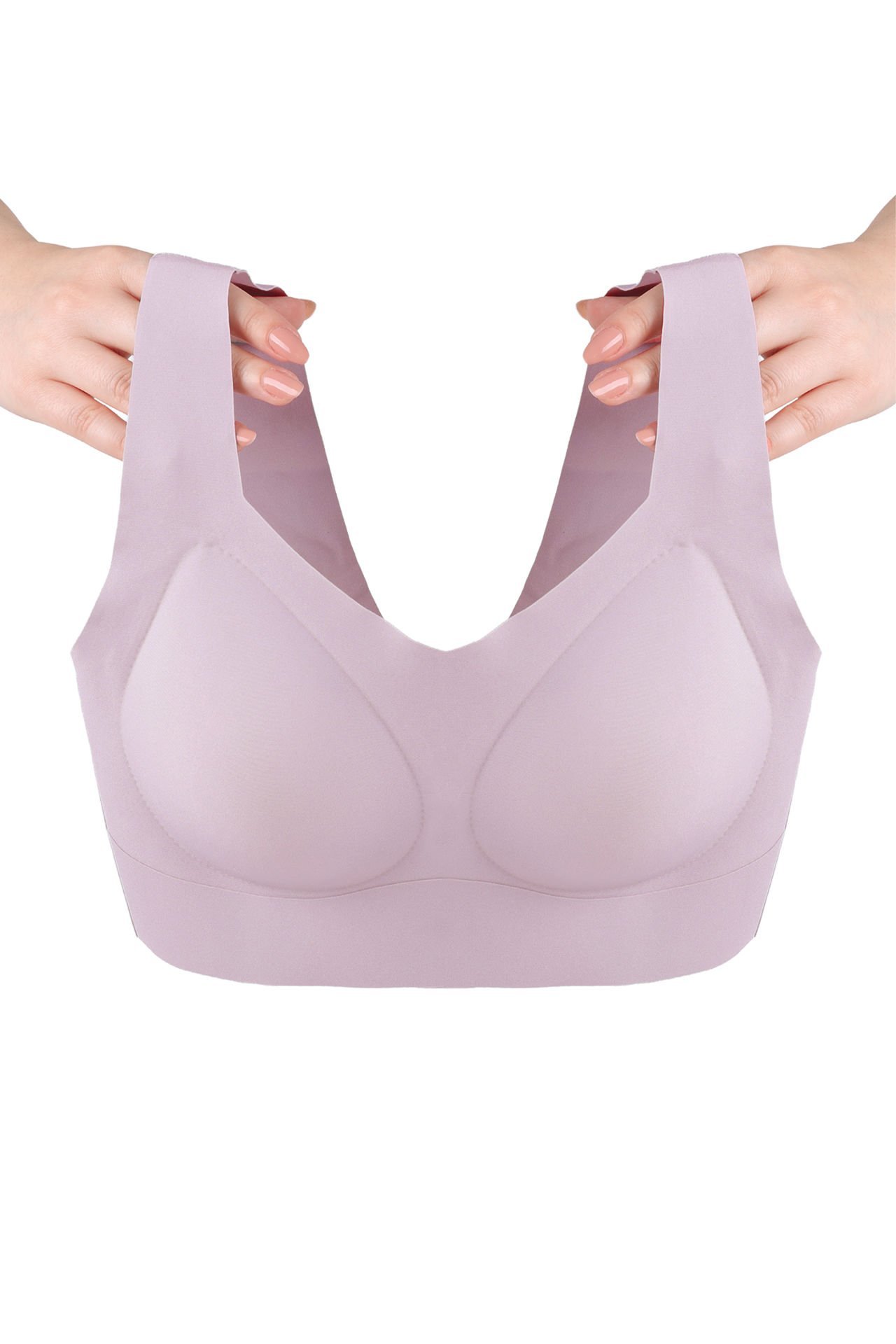 Balensiz Lazer Dikişsiz Çıkarılabilir Pedli Kalın Askılı Görünmez Sütyen Pembe - 85B