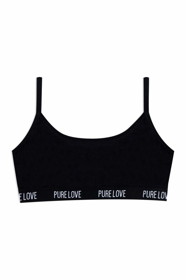 Kız Çocuk 3'lü İp Askılı Yarım Atlet 2014-22 Siyah - 11-13 Yaş