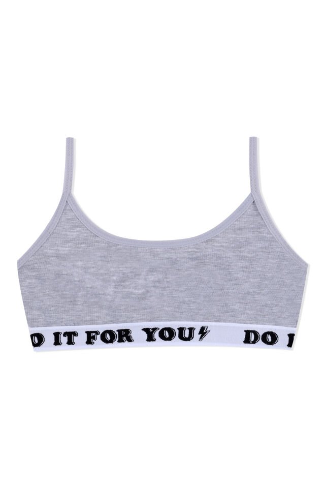 Kız Çocuk 2'li İp Askılı Yarım Atlet Gri - 13 - 14 Yaş