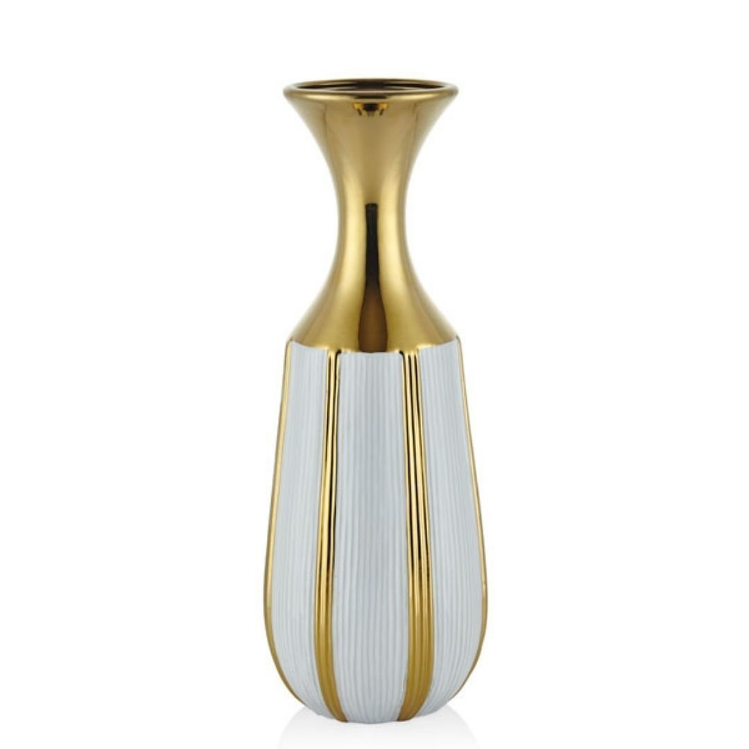 Lamedore Beyaz Gold Büyük Vazo 48 cm