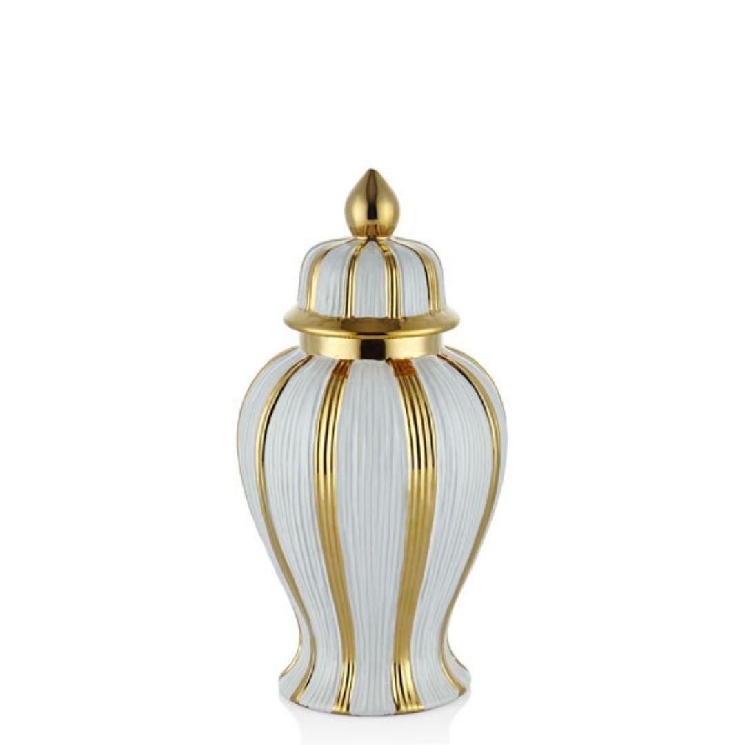 Lamedore Beyaz Gold Kapaklı Büyük Küp 41 cm