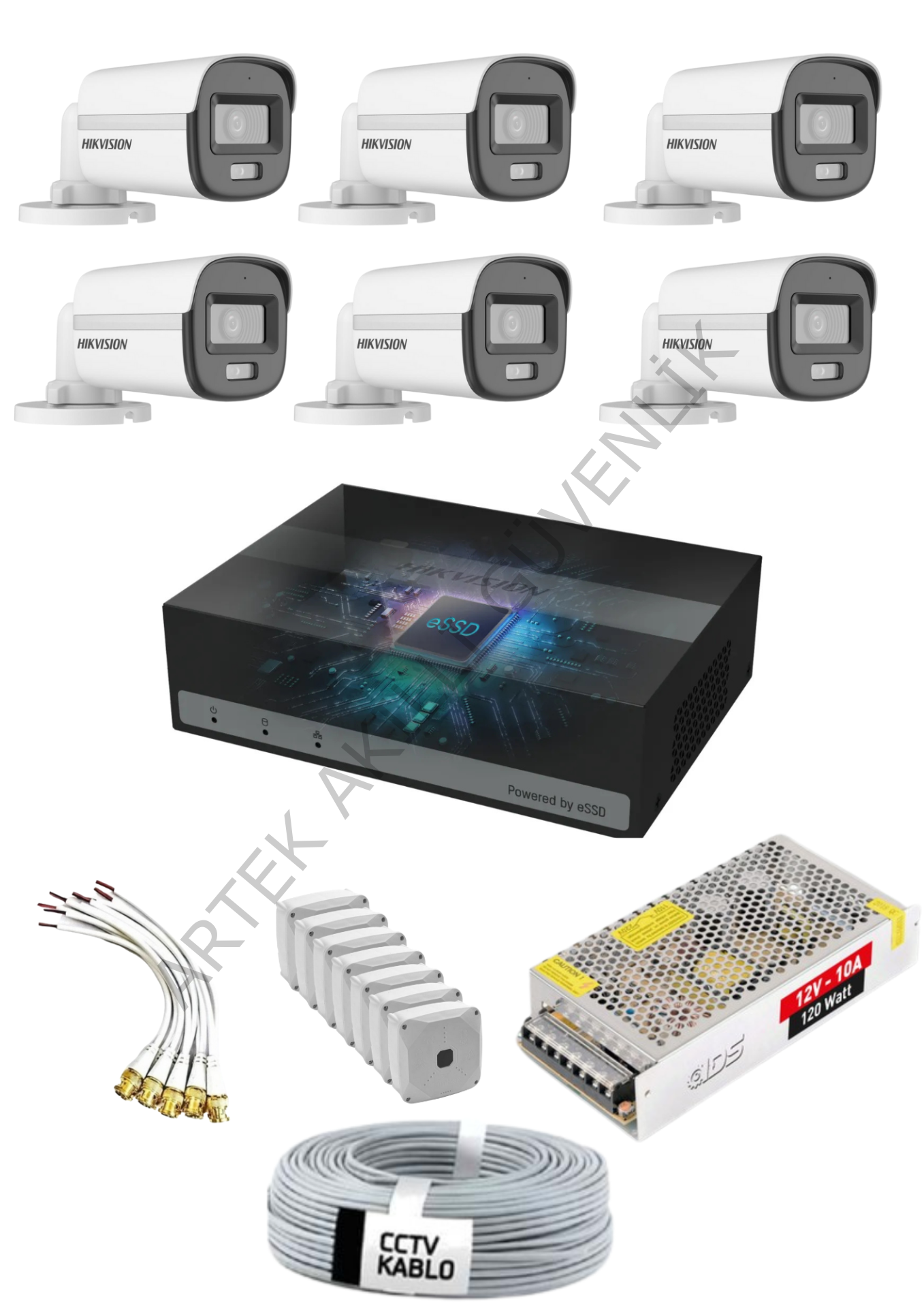 Hikvision 1TB SSD'li E-DVR 7/24 Renkli ve Sesli 6 Kameralı Güvenlik Sistemi