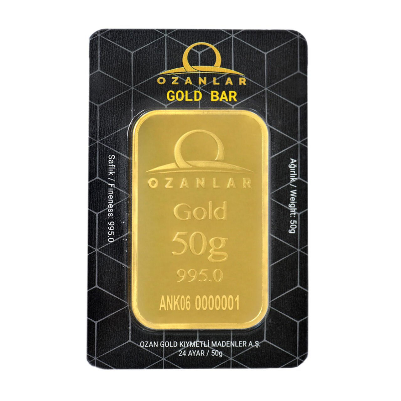 50 Gr 24 Ayar Ozanlar Külçe Altın