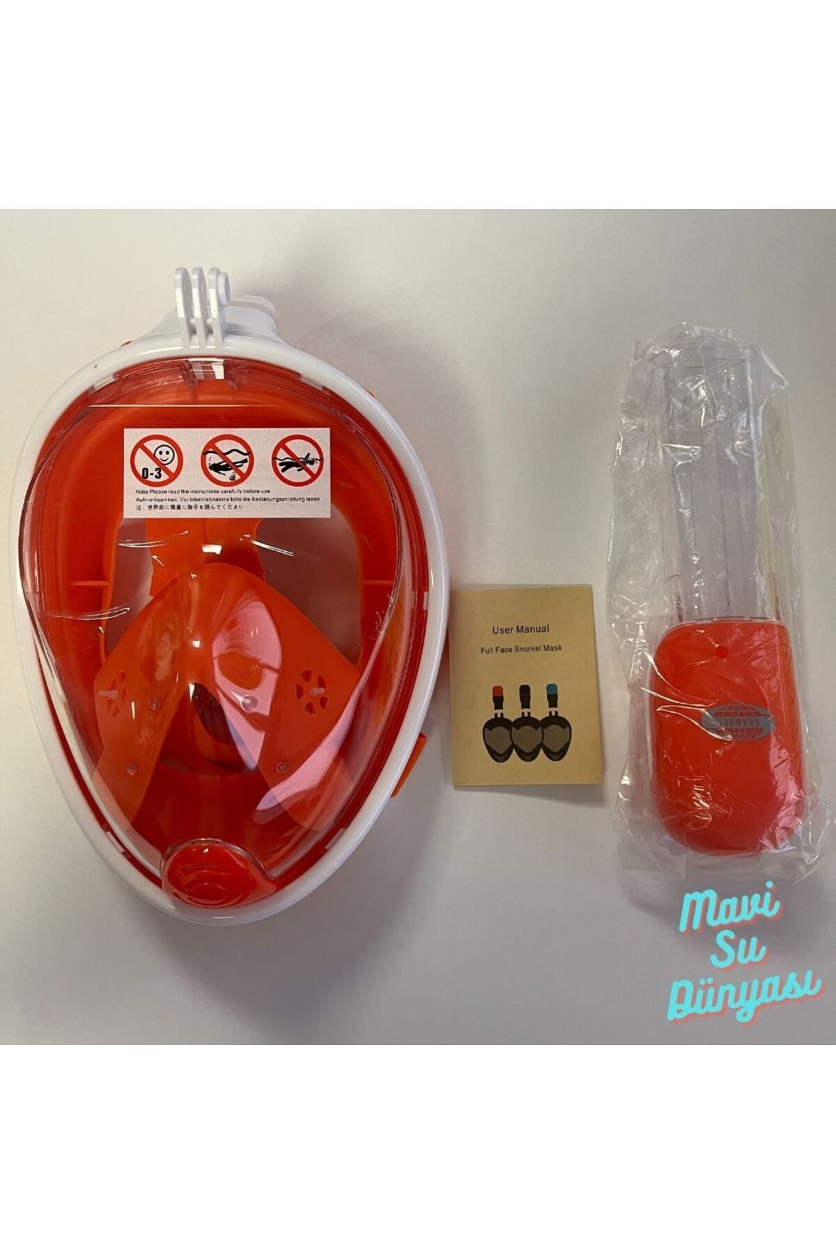 Full Face Maske - Mavi Su Dünyası Turuncu - L/XL