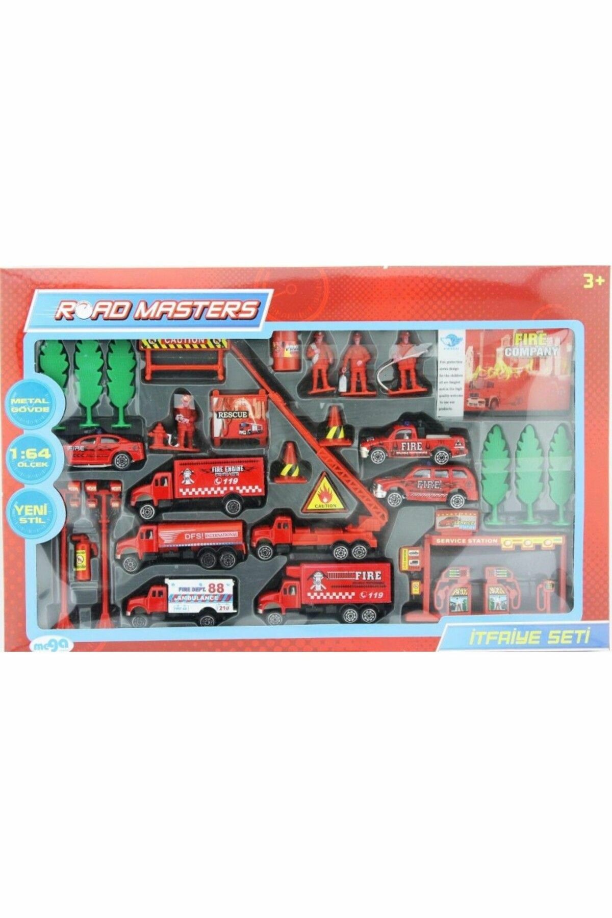 Metal Oyuncaklı Full İtfaiye Seti - Mavi Su Dünyası