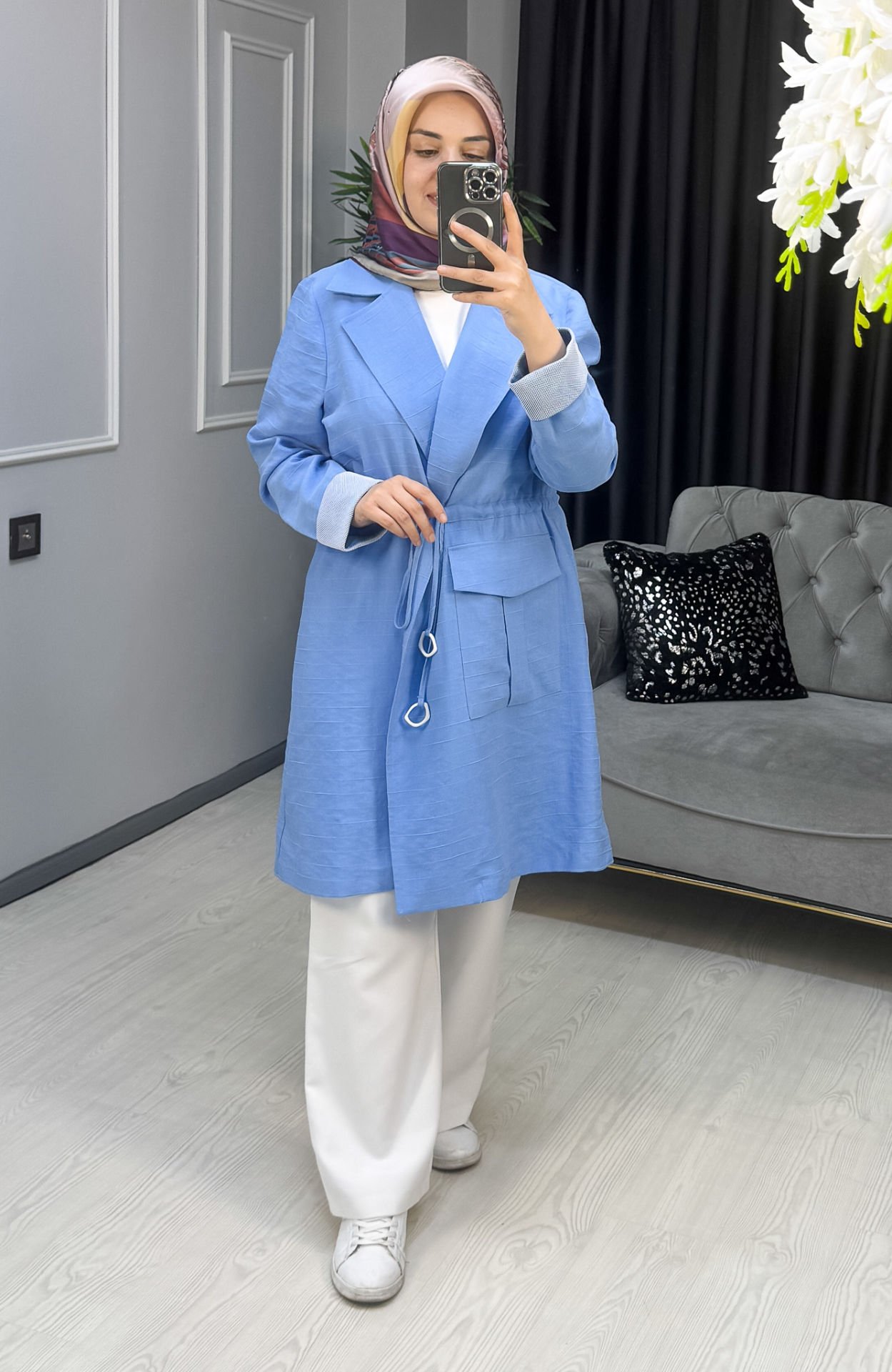 ESWAPP Beli Büzgülü GiyÇık MAVİ - 48