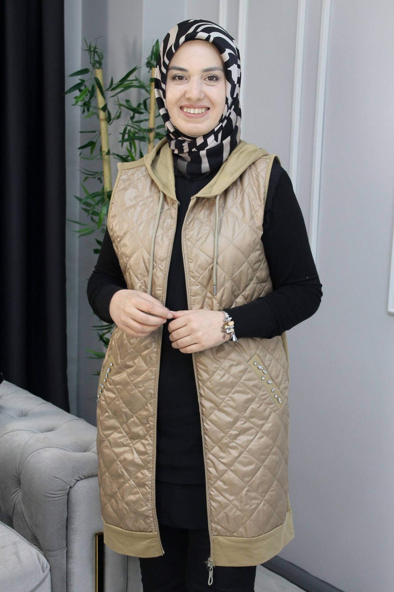 NOCHE Parlak Yelek 3 - Kahve