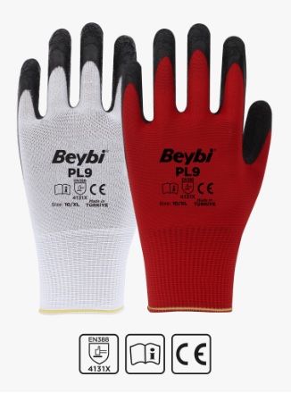 PL9 Lateks Kaplı Polyester Eldiven ( 288 ÇİFT / KOLİ )
