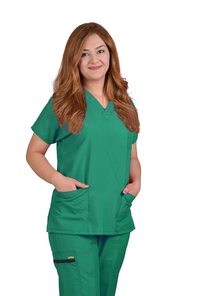 Kadın Cerrahi Üniforma Ameliyathane Yeşili Grey's Anatomy Yarasa Kol