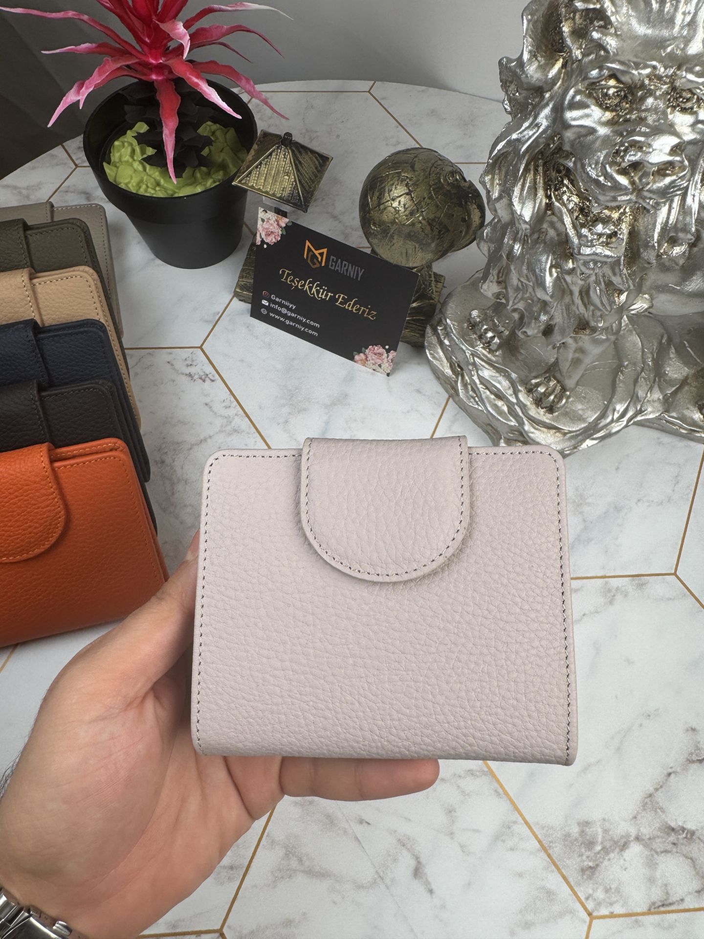 Bozuk Para Bölmeli Çıtçıtlı Şık Hakiki Deri Pudra Kadın Cüzdan 38718