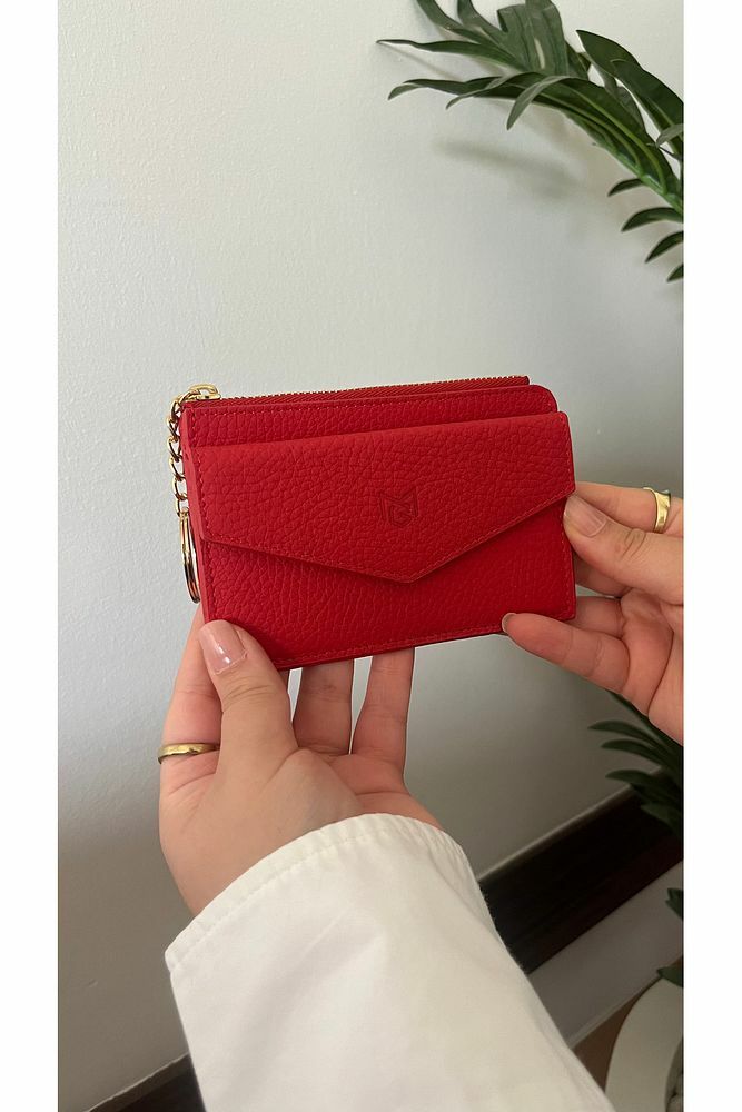 Unisex Hakiki Deri Cüzdan & Kartlık 3701 KIRMIZI