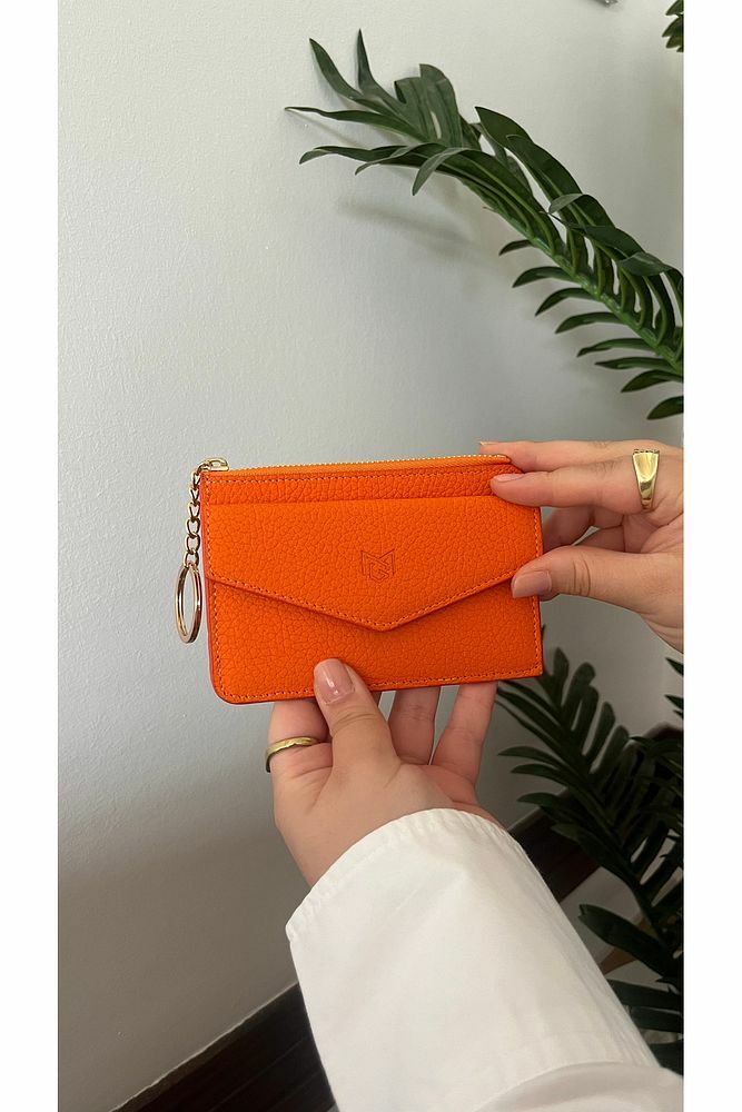 Unisex Hakiki Deri Cüzdan & Kartlık 3701 TURUNCU
