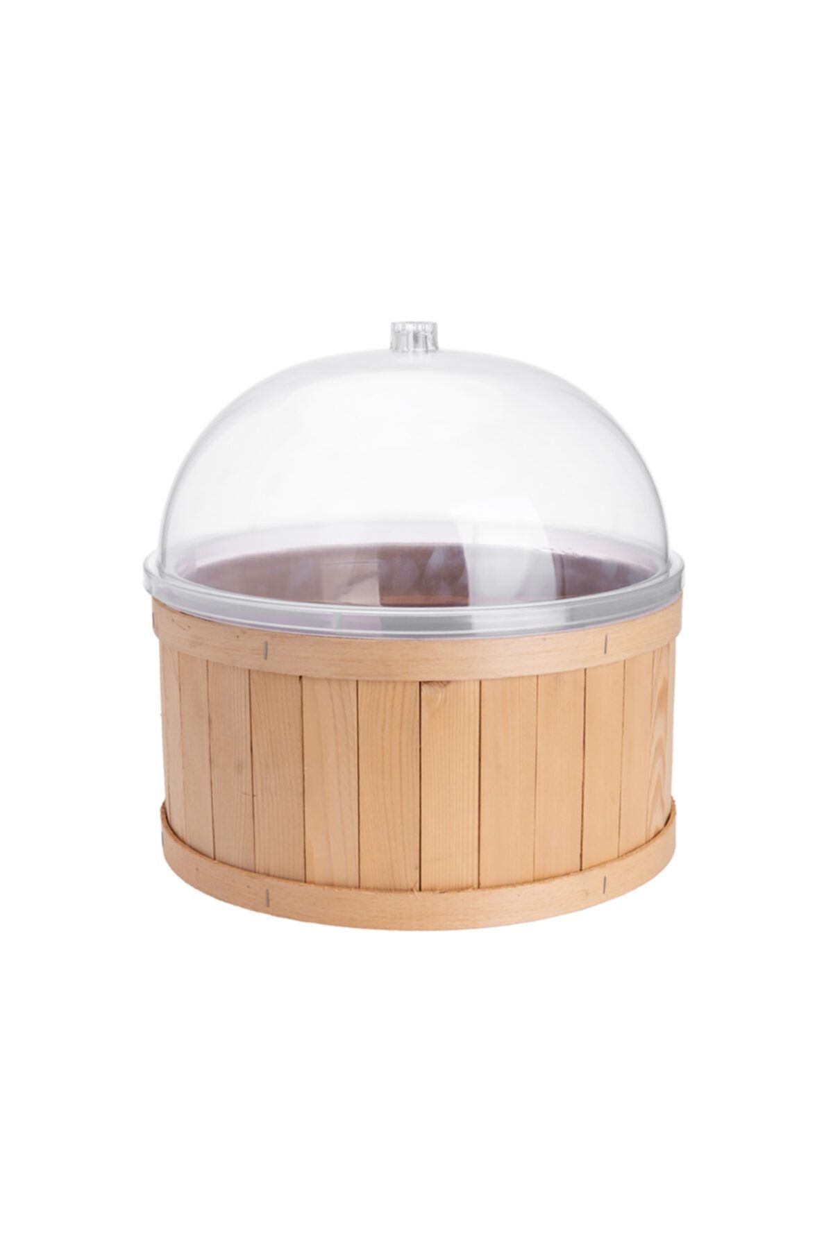 Olive Barrel with Wooden Slats and Mica Lid Set 40x20