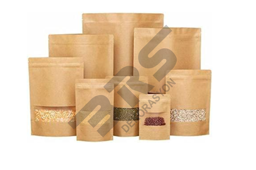 Kilitli Pencereli Kağıt Kuruyemiş Baharat Kahve Ambalajı 18x29cm 500/750 gr Kapasiteli