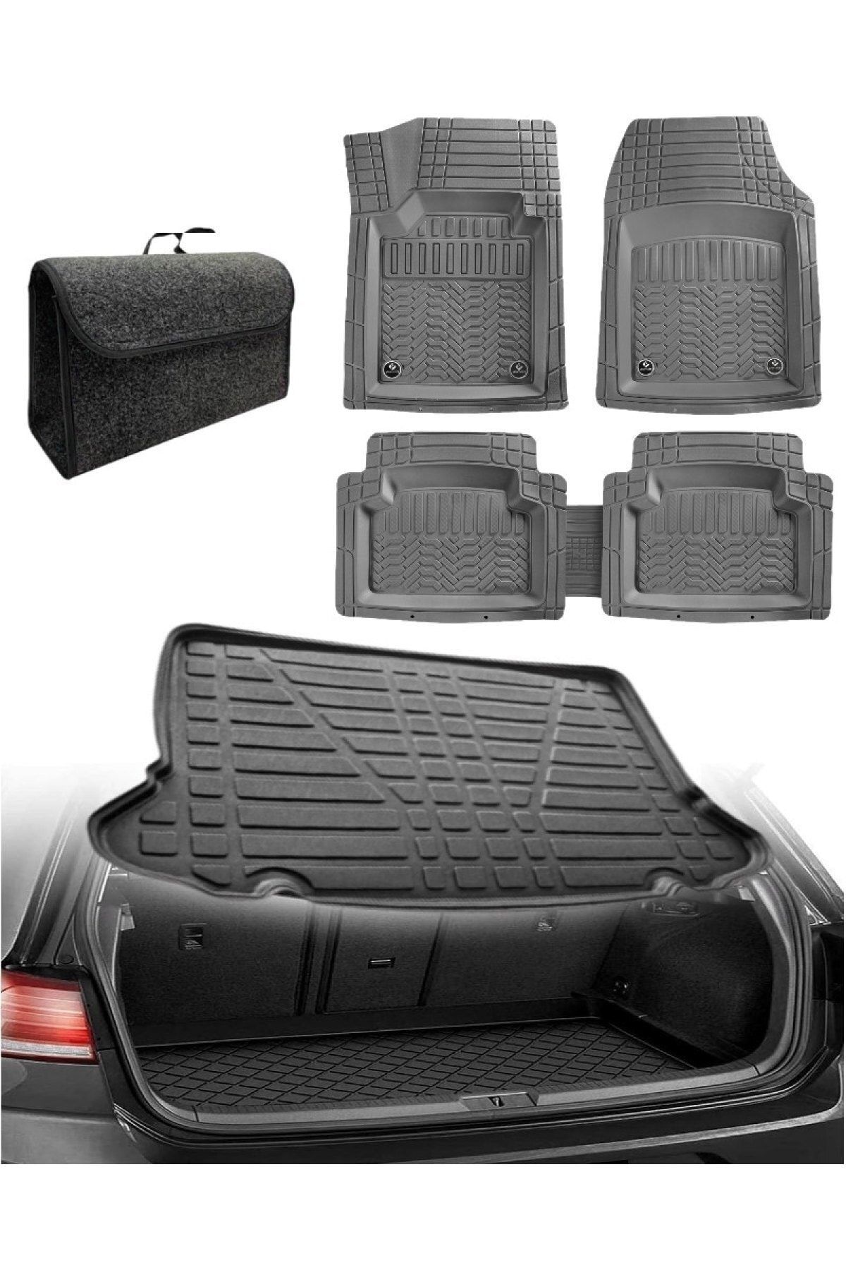 Mitsubishi Lancer 2008 Sonrası Uyumlu Kokusuz 3d Bagaj Havuzu+3d Maximum Gri Havuzlu Paspas