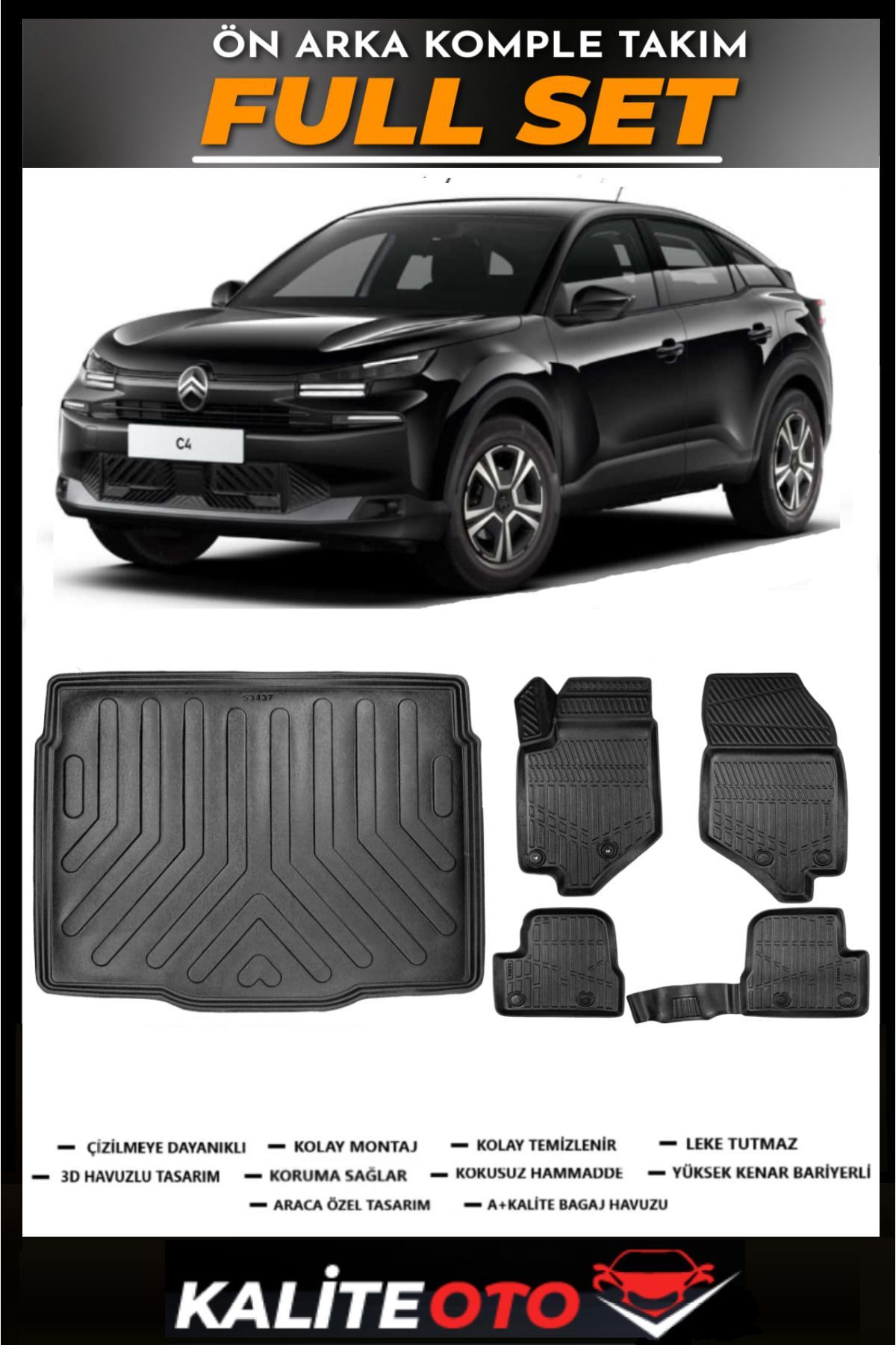 Citroen C4 Elektrikli Bagaj Havuzu+4.5D Havuzlu Paspas Seti 2023 Model