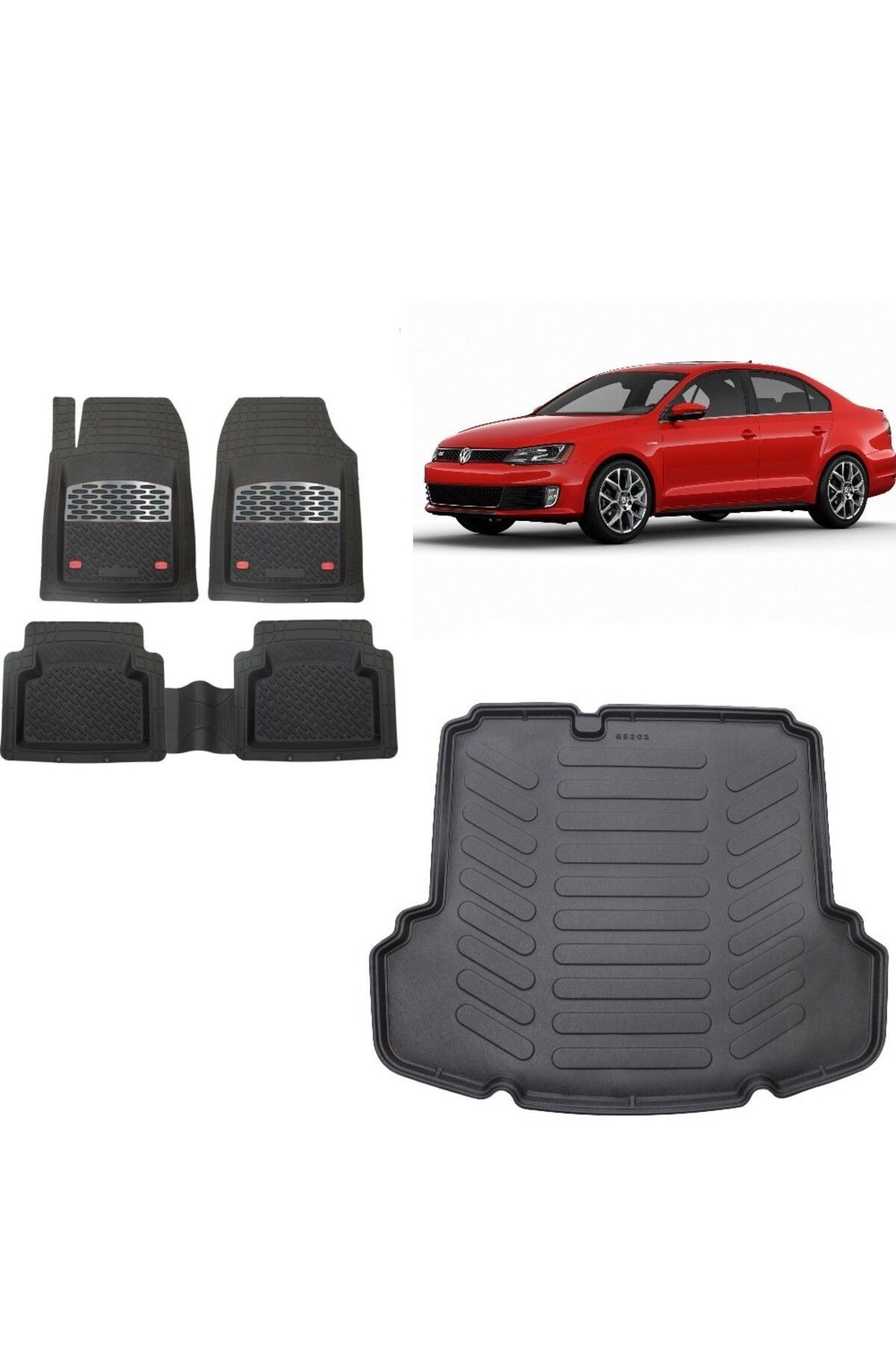 Volkswagen Jetta 2017 Model (Cepli) 3D Bagaj Havuzu+3D Havuzlu Safir Gri Kromlu Paspas