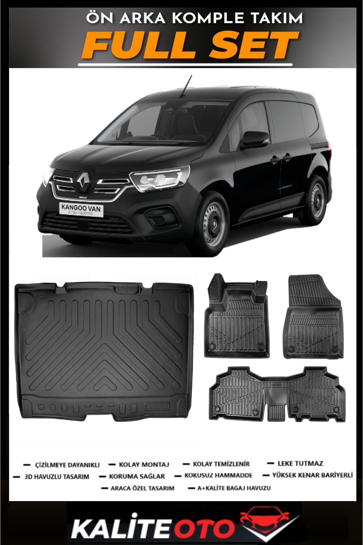 Renault Kangoo Bagaj Havuzu+4.5D Havuzlu Paspas Seti 2025 Model