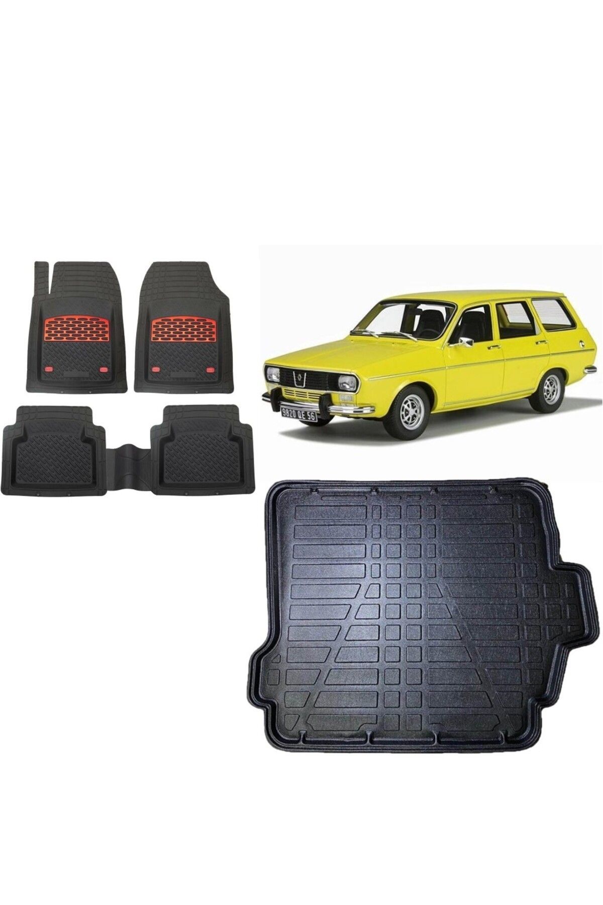 Renault 12 STW 1994 Model 3D Bagaj Havuzu+3D Havuzlu Safir Kırmızı Kromlu Paspas