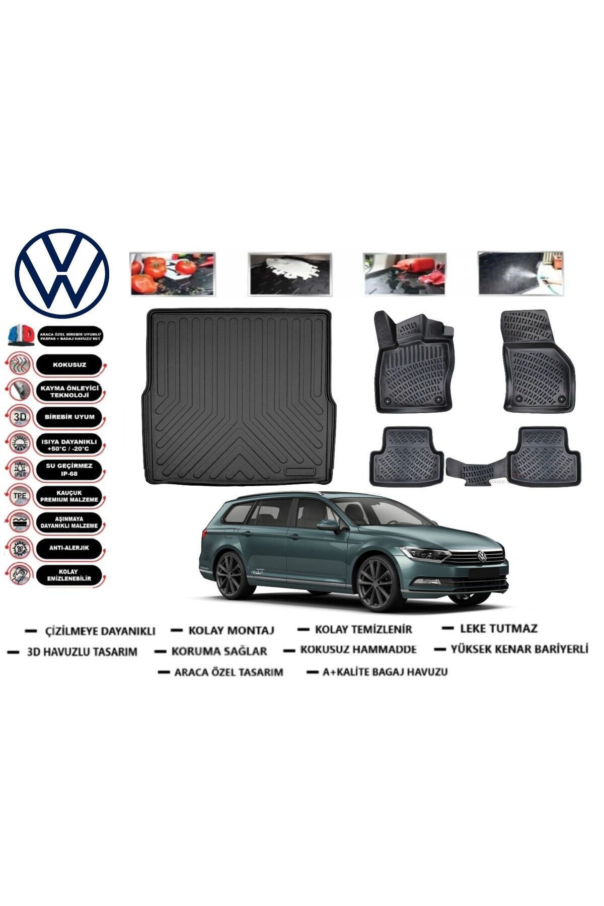 Volkswagen Passat B8 Variant 2017 Model Bagaj Havuzu Araca Özel Paspas Takımı Prrox