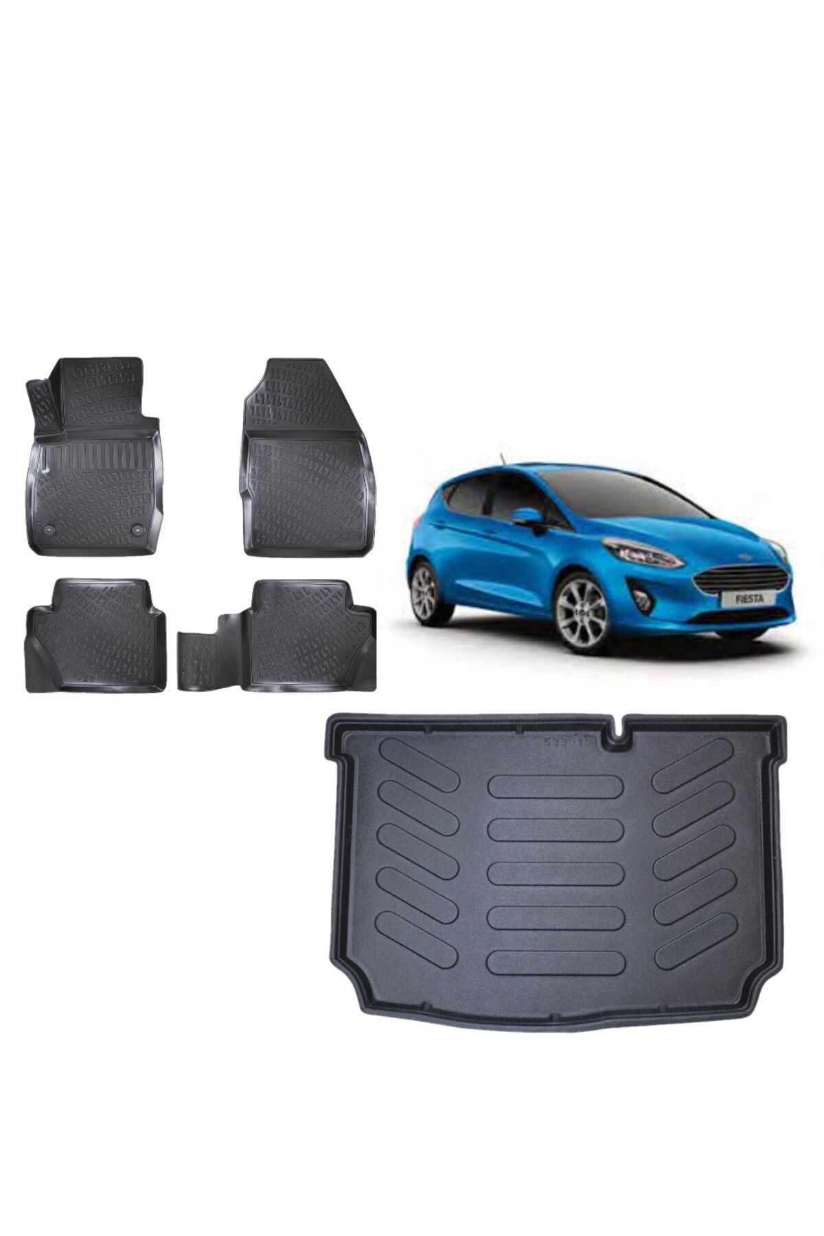 Fiesta 2018 Model 3D Bagaj Havuzu+3D Havuzlu Araca Özel Paspas Takımı