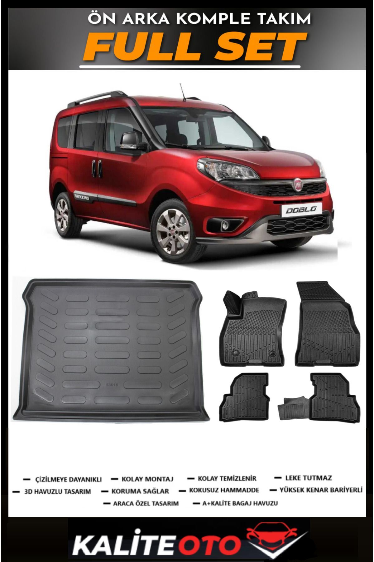 Fiat Doblo Maxi Bagaj Havuzu+4.5D Havuzlu Paspas Seti 2018 Model