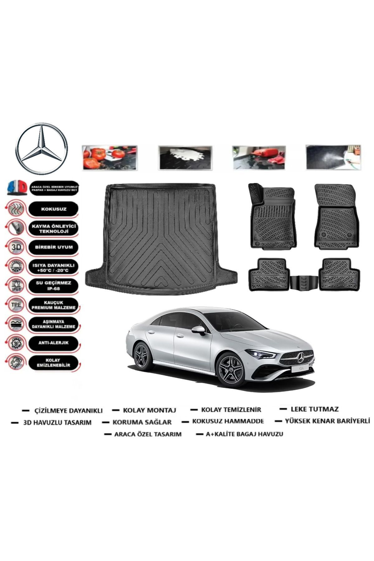 Mercedes CLA 2024 Model Bagaj Havuzu Araca Özel Paspas Takımı Prrox