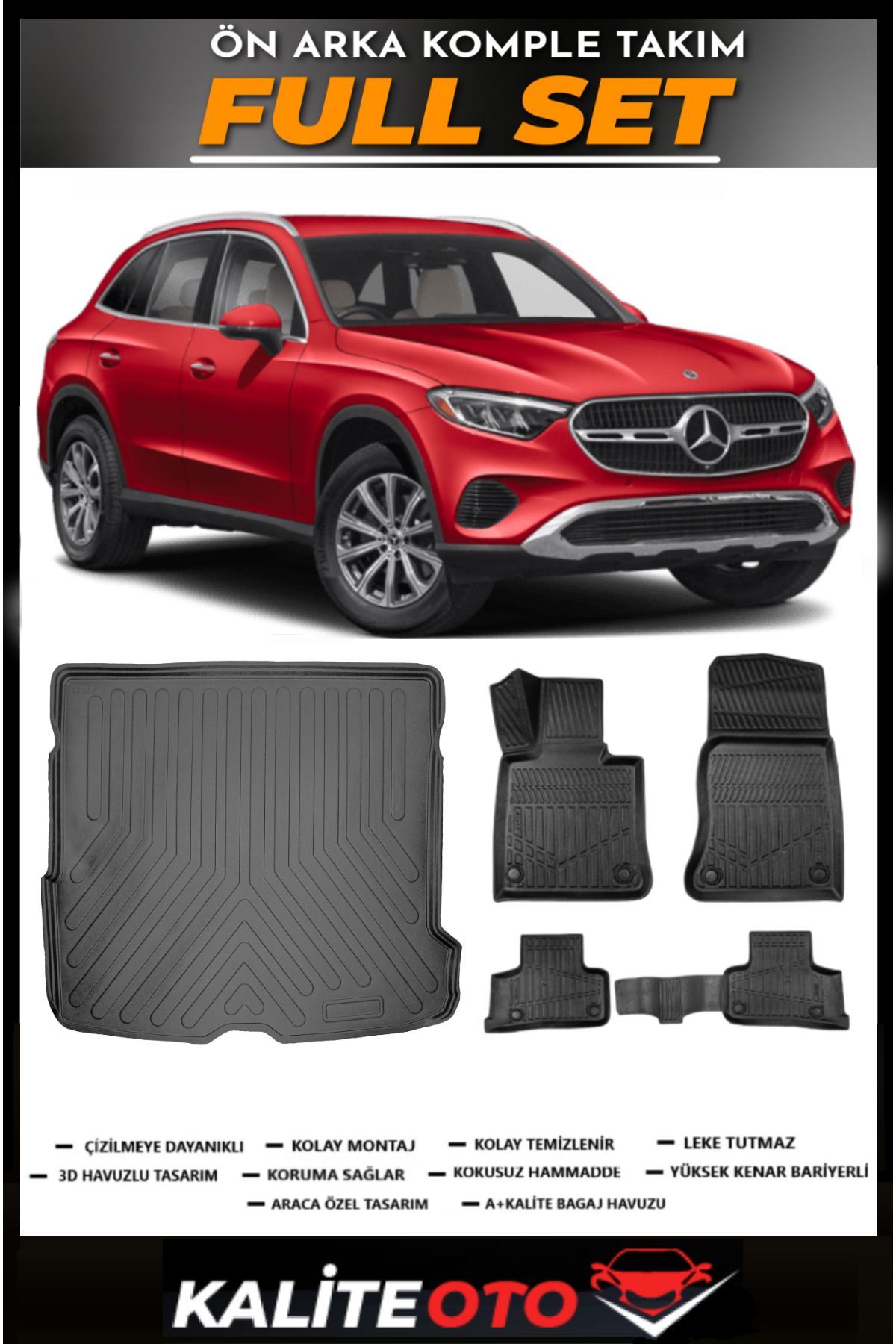Mercedes Glc Suv Bagaj Havuzu+4.5D Havuzlu Paspas Seti 2023 Model