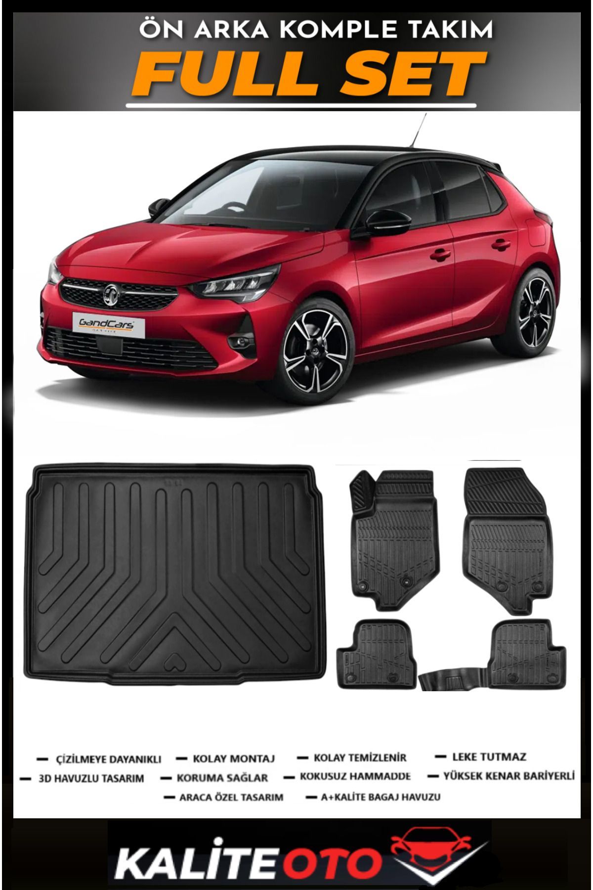 Opel Corsa F Bagaj Havuzu+4.5D Havuzlu Paspas Seti 2025 Model
