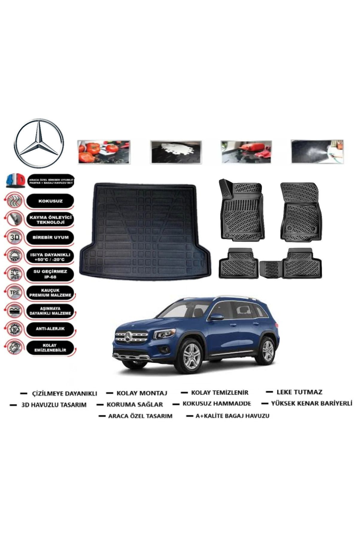 Mercedes GLB 2020 Model Üst Bagaj Havuzu Araca Özel Paspas Takımı Prrox