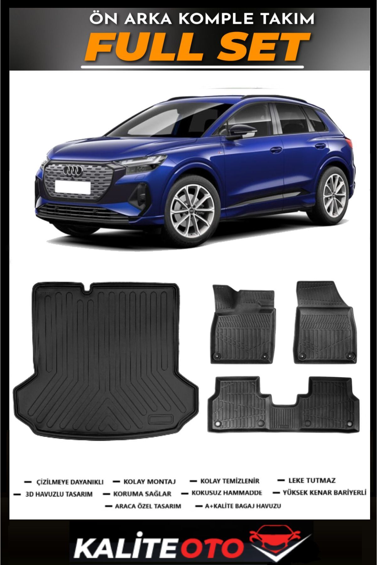 Audi Q4 E-Tron Bagaj Havuzu+4.5D Havuzlu Paspas Seti 2019 Model