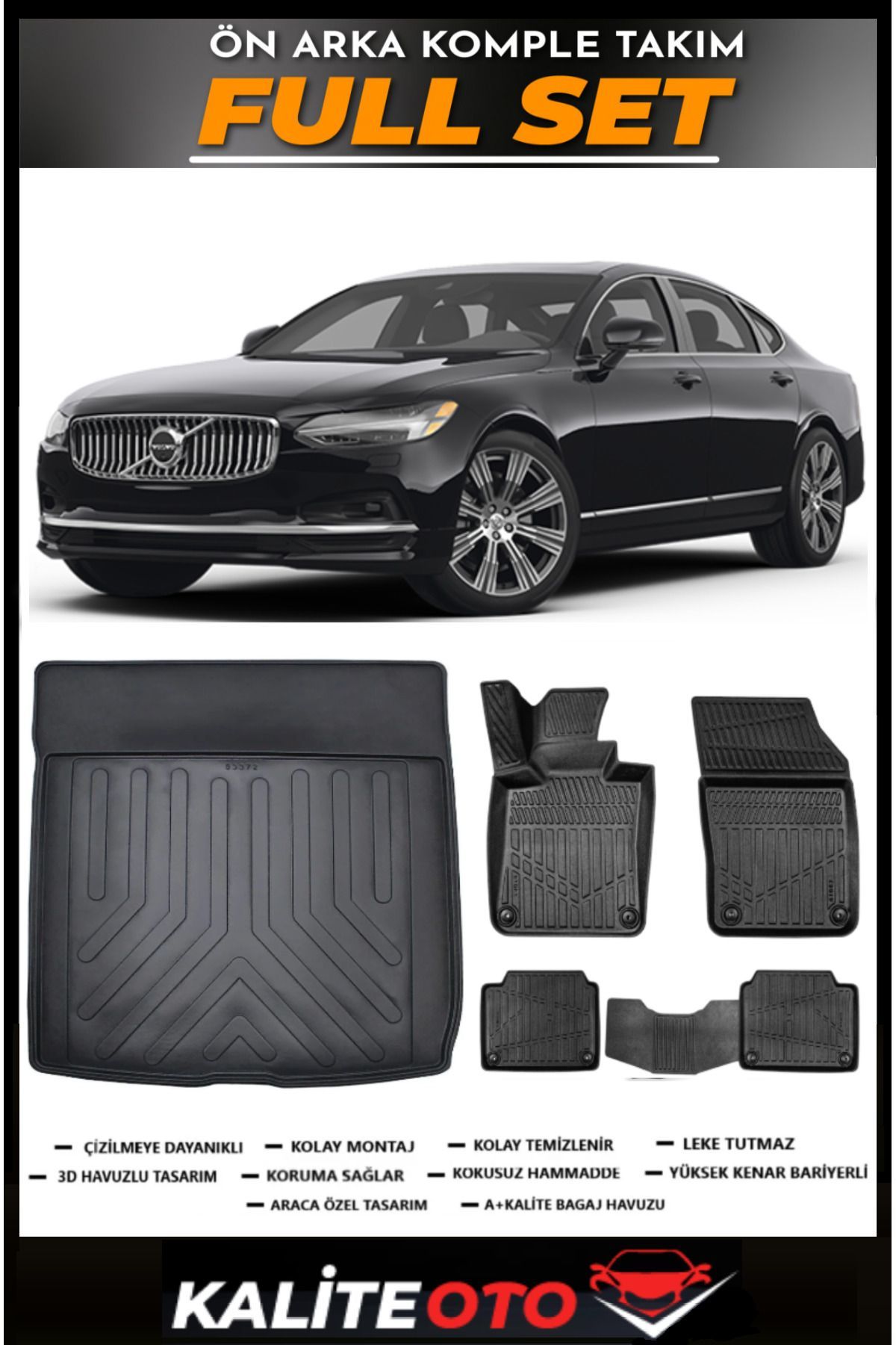 Volvo S90 Bagaj Havuzu+4.5D Havuzlu Paspas Seti 2020 Model