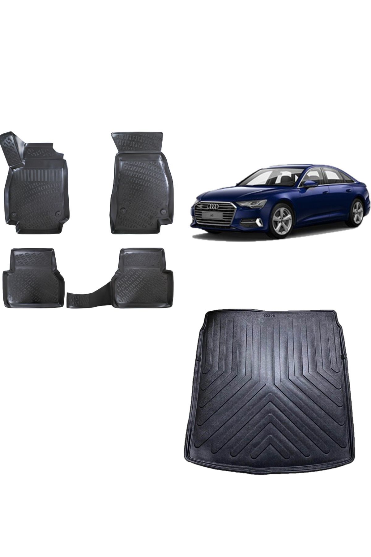 Audi A6 C8 2022 Model 3D Bagaj Havuzu+3D Havuzlu Araca Özel Paspas Takımı