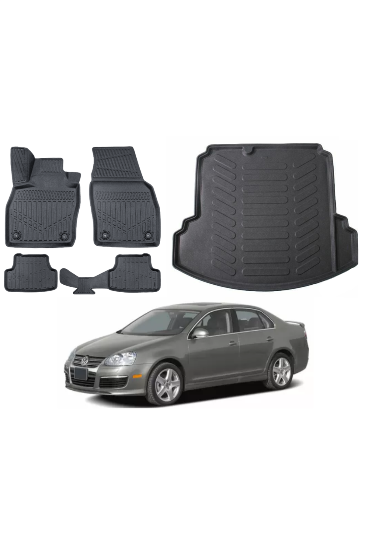 Volkswagen Jetta 2007 Model 3D Bagaj Havuzu+3D Araca Özel Paspas Takımı Luxury Serisi