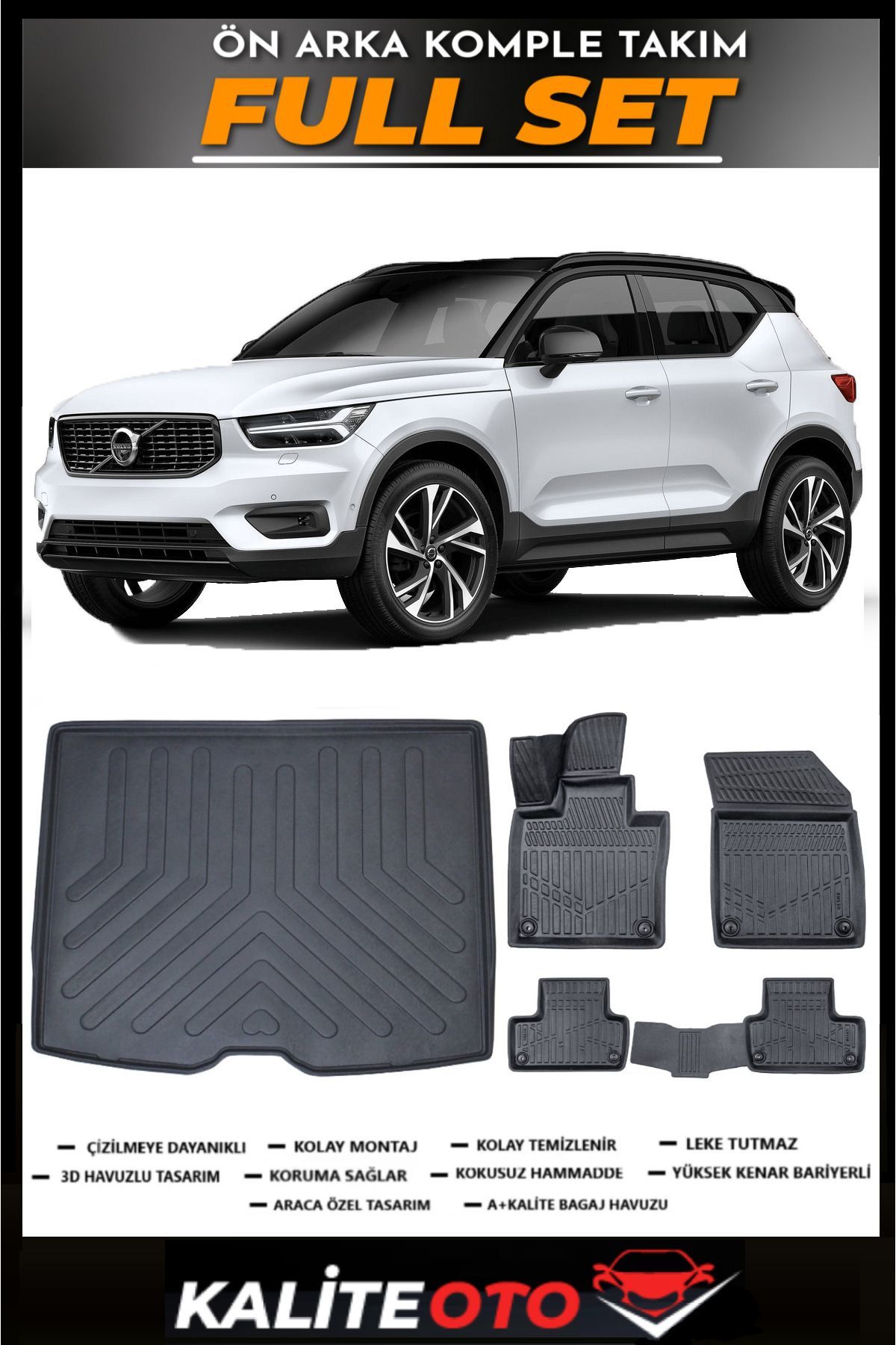 Volvo XC40 Bagaj Havuzu+4.5D Havuzlu Paspas Seti 2021 Model