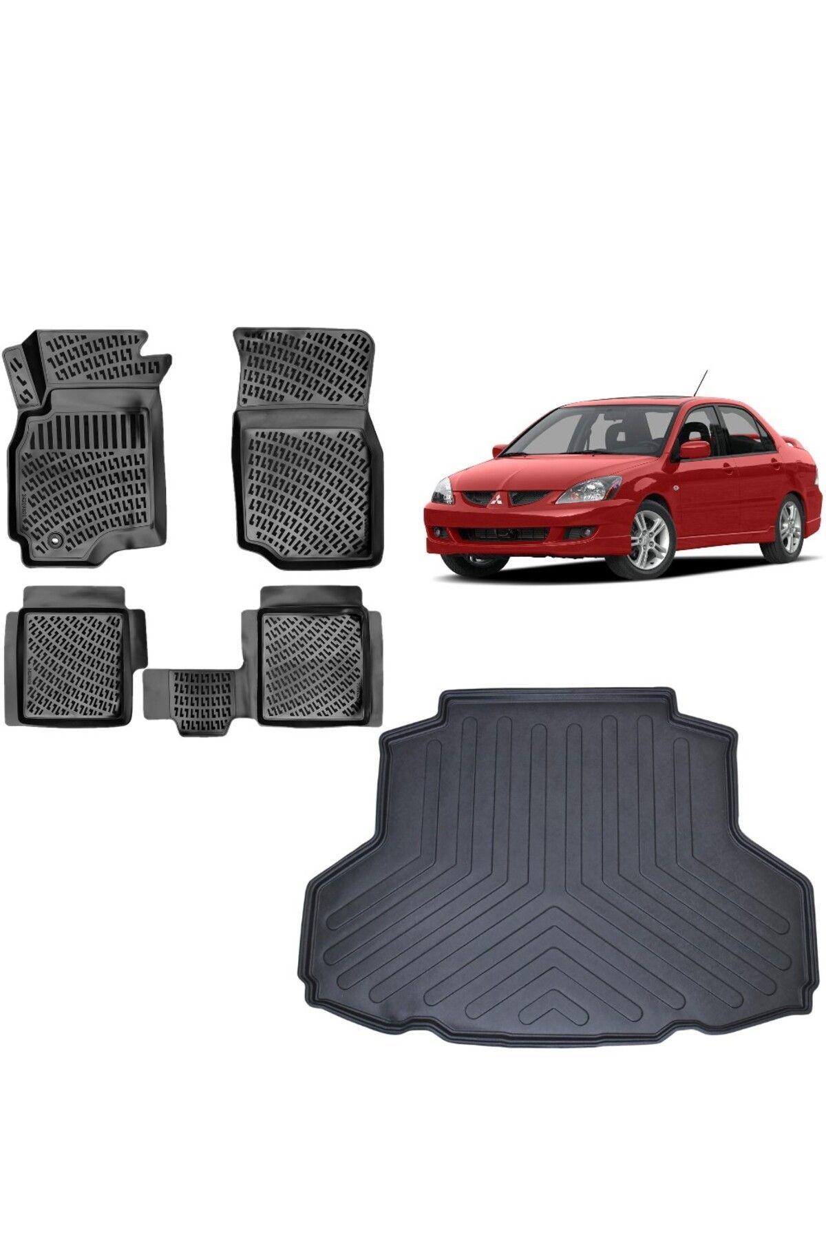Mitsubishi Lancer 2002 Model 3D Uyumlu Bagaj Havuzu+3D Havuzlu Araca Özel Paspas Takımı
