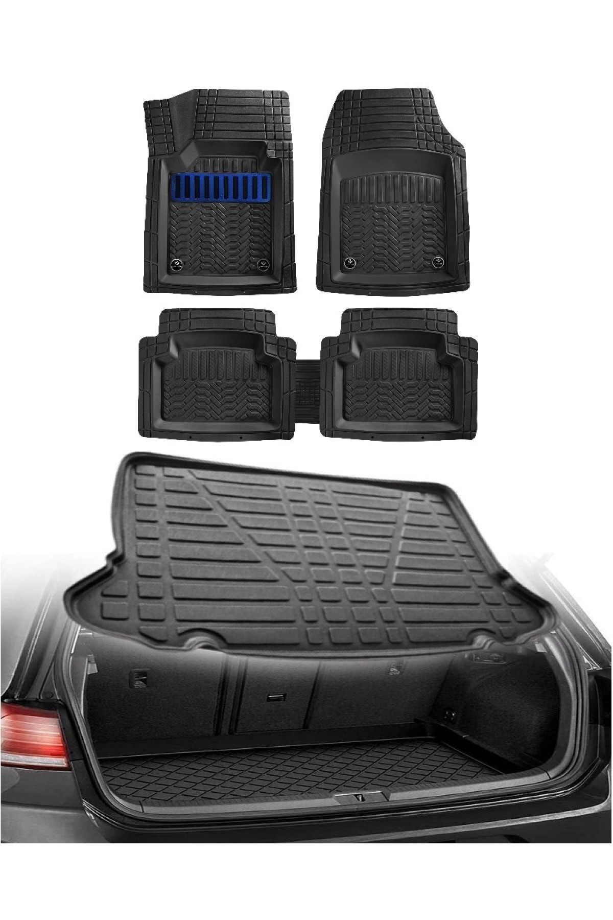 Volkswagen Golf 7 2013-2020 3d Üst Bagaj Havuzu+3d Maximum Siyah Havuzlu Paspas Mavi Kromajlı