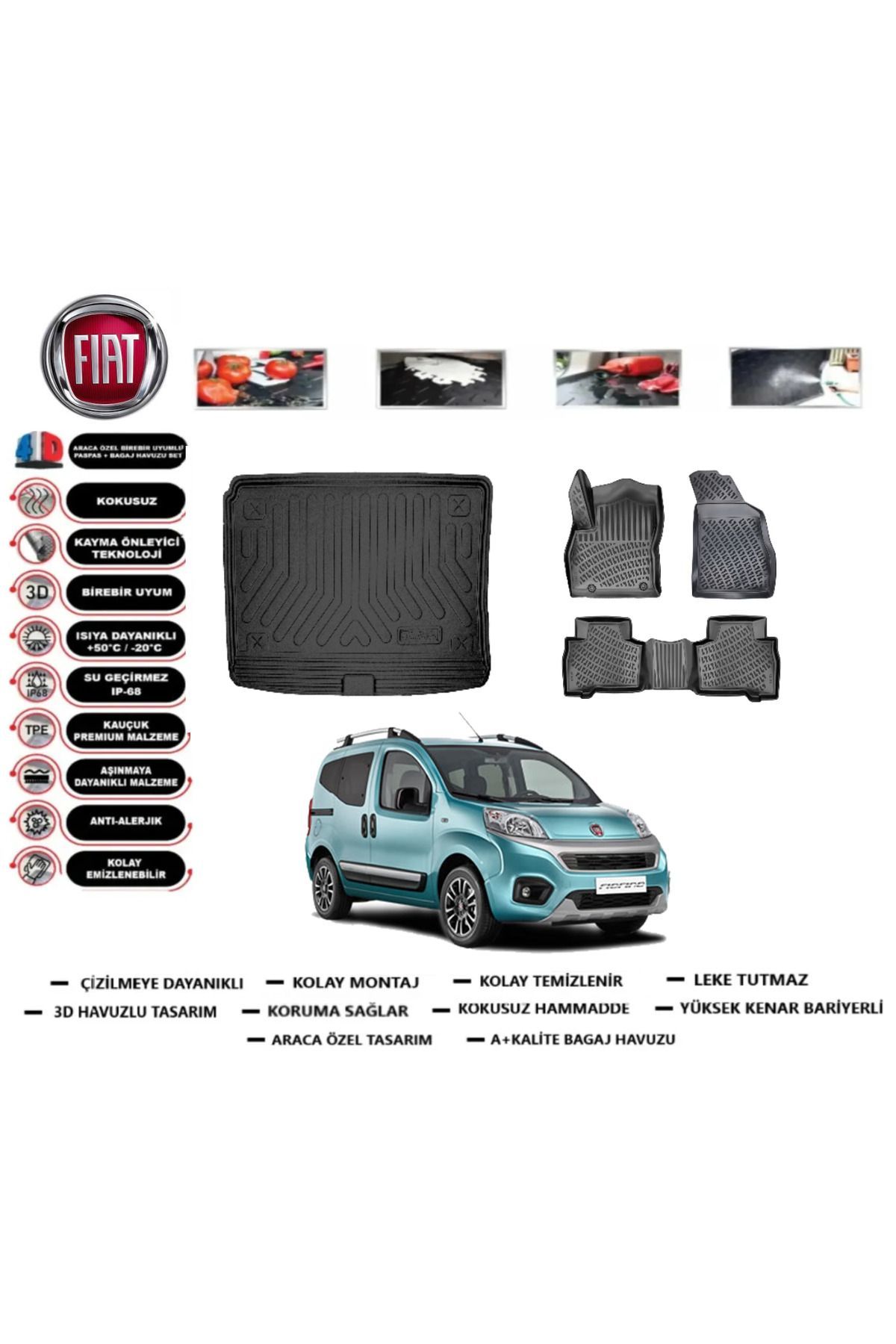 Fiat Fiorino 2025 Model Koltuklu Van Bagaj Havuzu Araca Özel Paspas Takımı Prrox