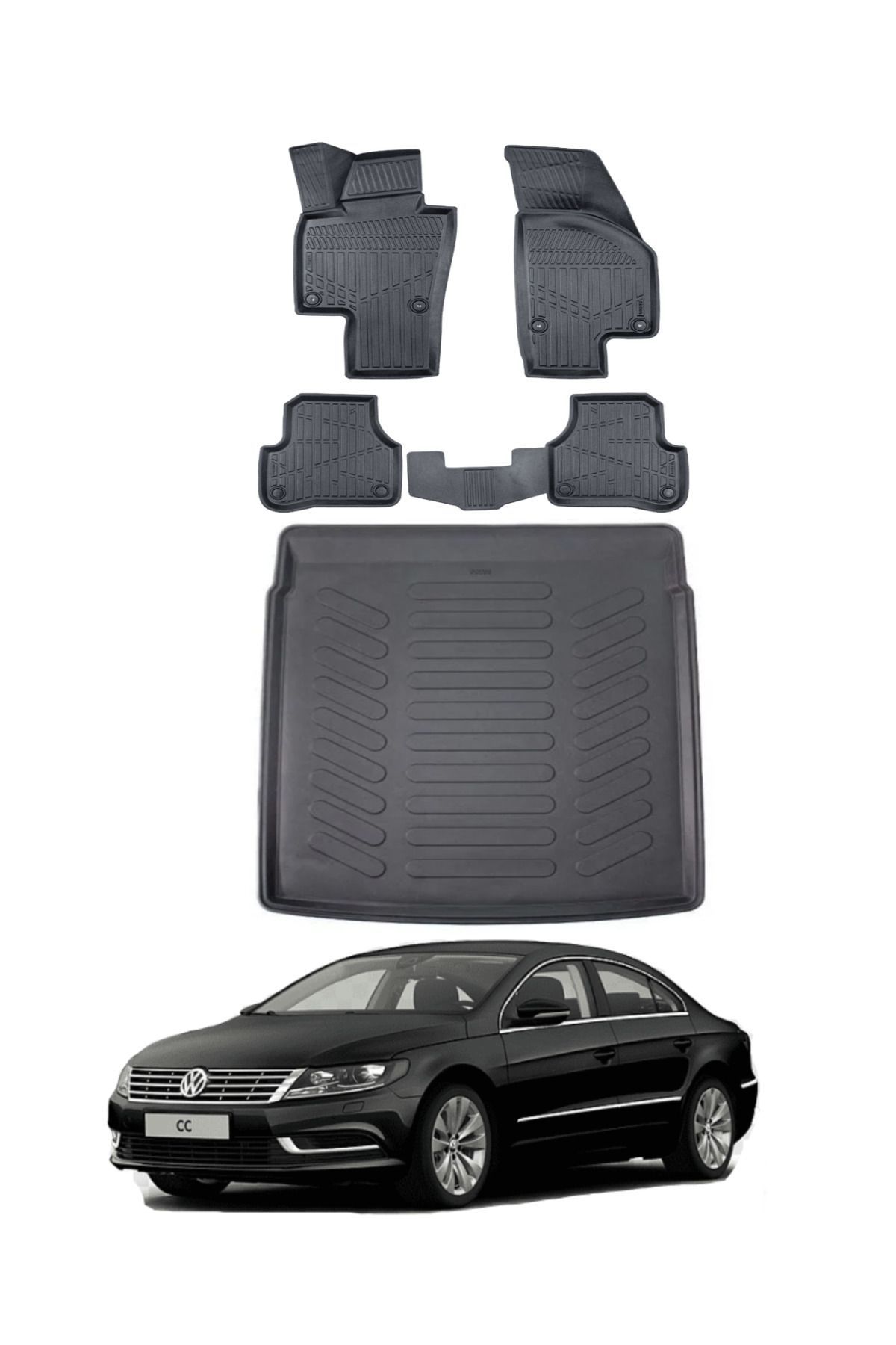 Volkswagen Passat CC 2016 Model Bagaj Havuzu Araca Özel Siyah Paspas Takımı