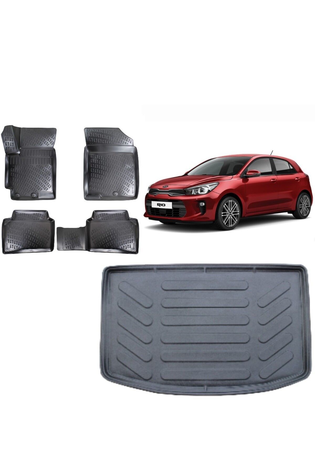 Kia Rio 2017 Model Hatchback 3D Bagaj Havuzu+3D Havuzlu Araca Özel Paspas Takımı