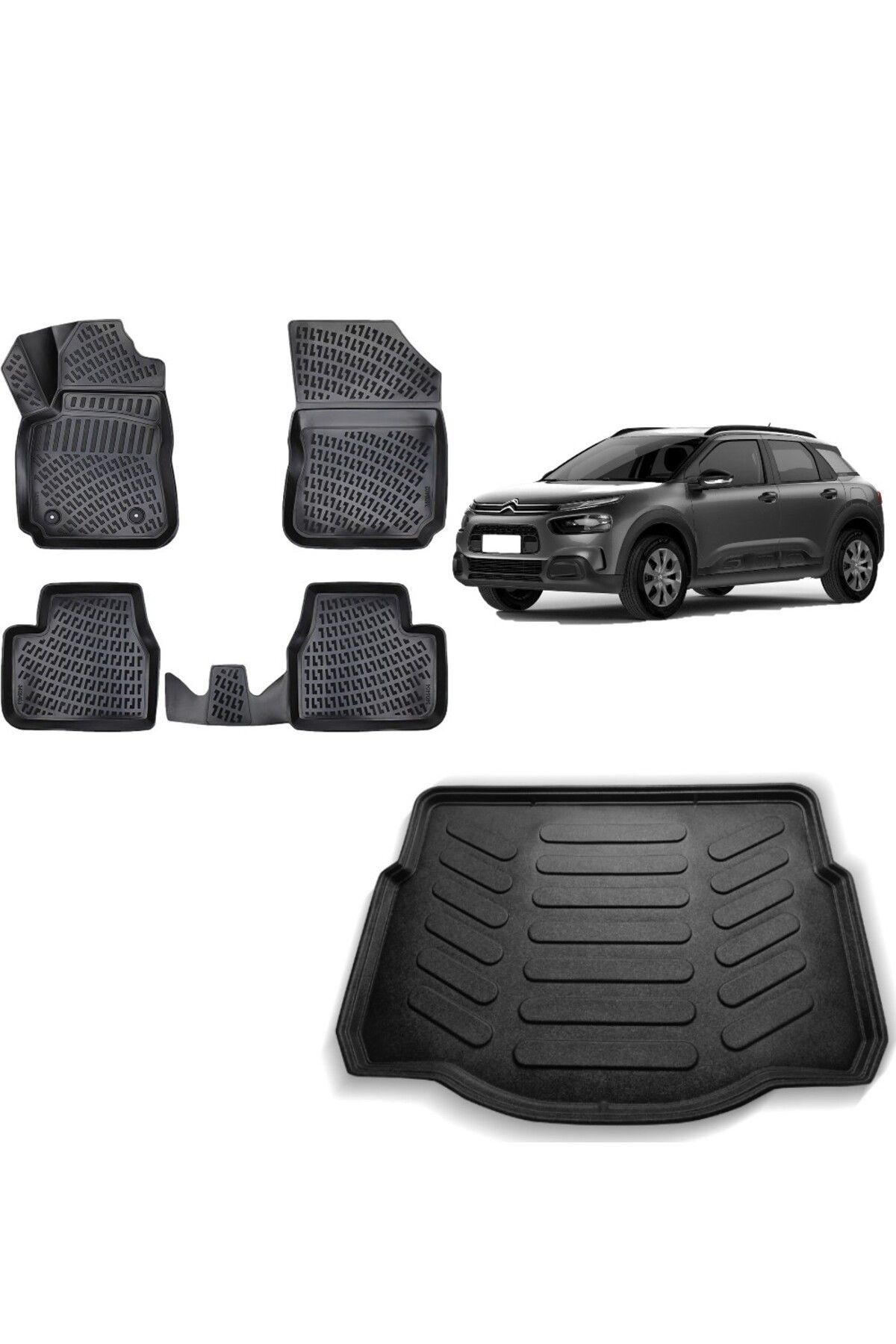 Citroen C4 Cactus 2020 Model 3D Bagaj Havuzu+3D Havuzlu Araca Özel Paspas Takımı