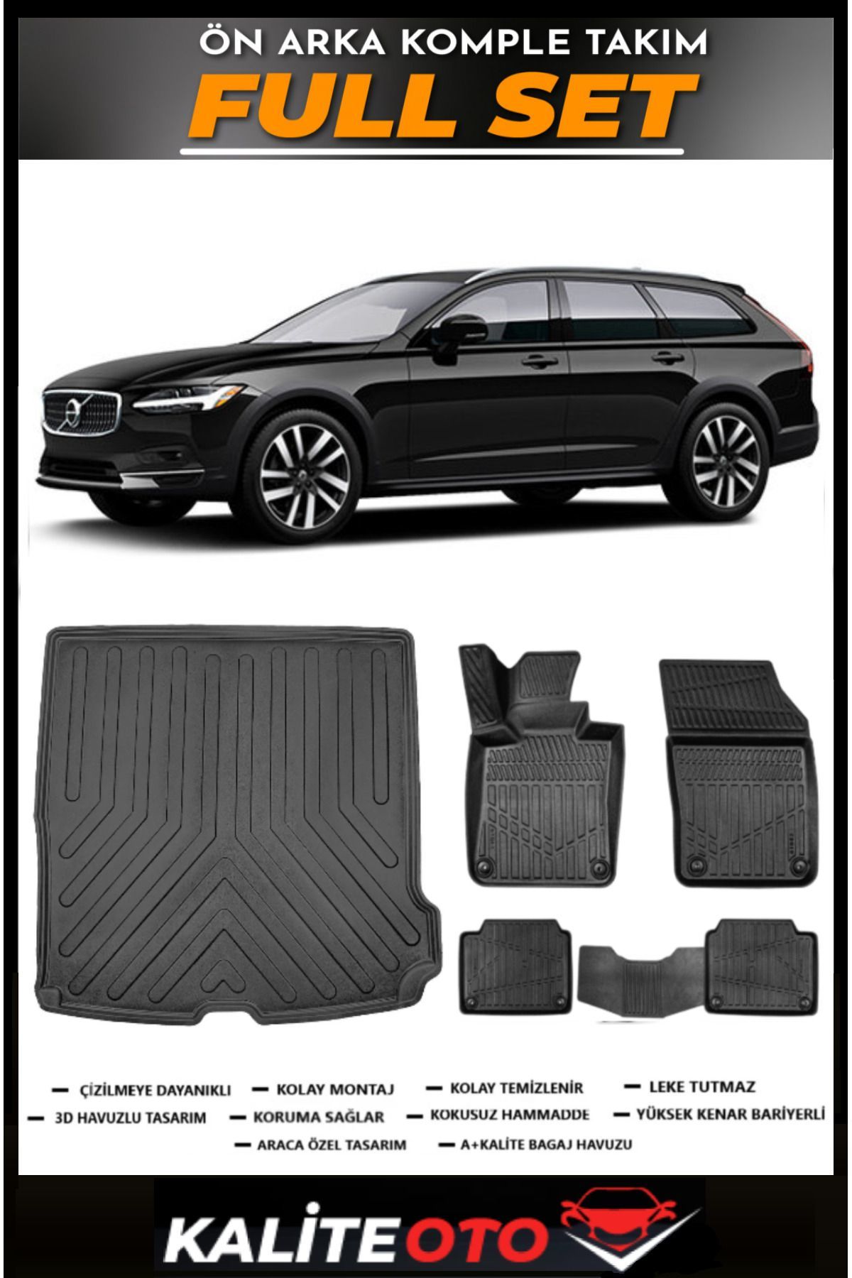Volvo V90 Bagaj Havuzu+4.5D Havuzlu Paspas Seti 2024 Model