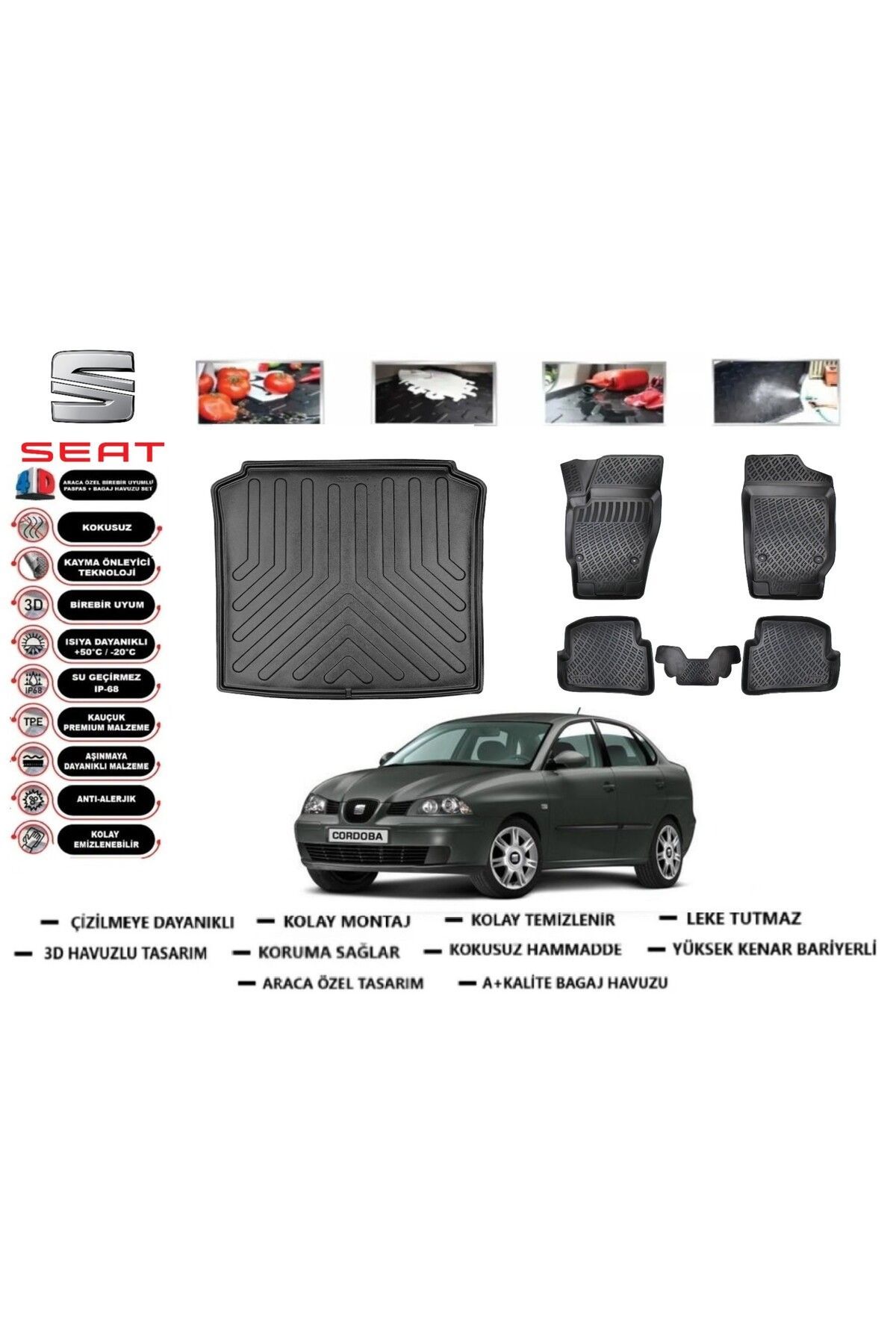 Seat Cordoba 2008 Model Bagaj Havuzu Araca Özel Paspas Takımı Prrox