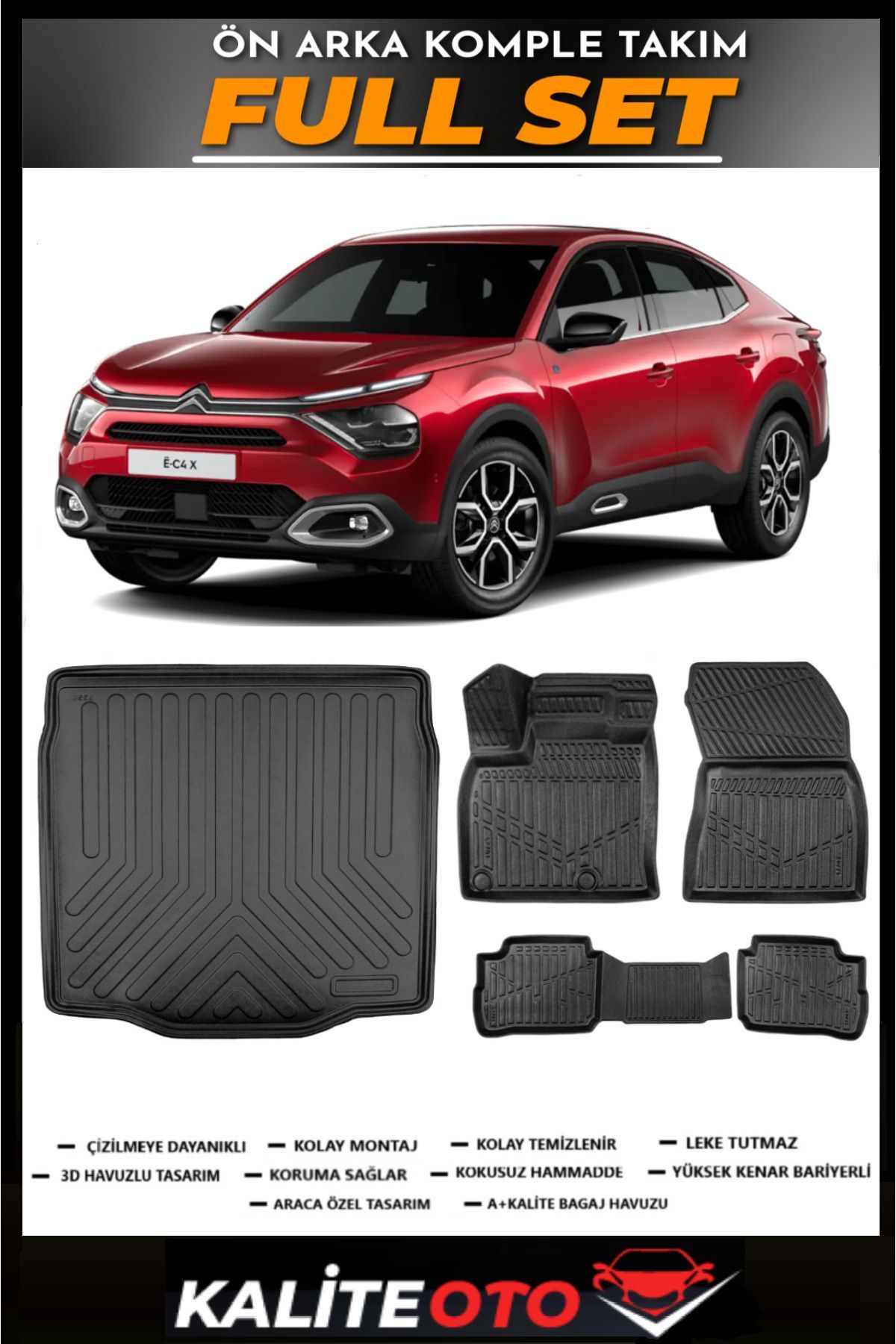Citroen C4X Elektrikli Bagaj Havuzu+4.5D Havuzlu Paspas Seti 2023 Model