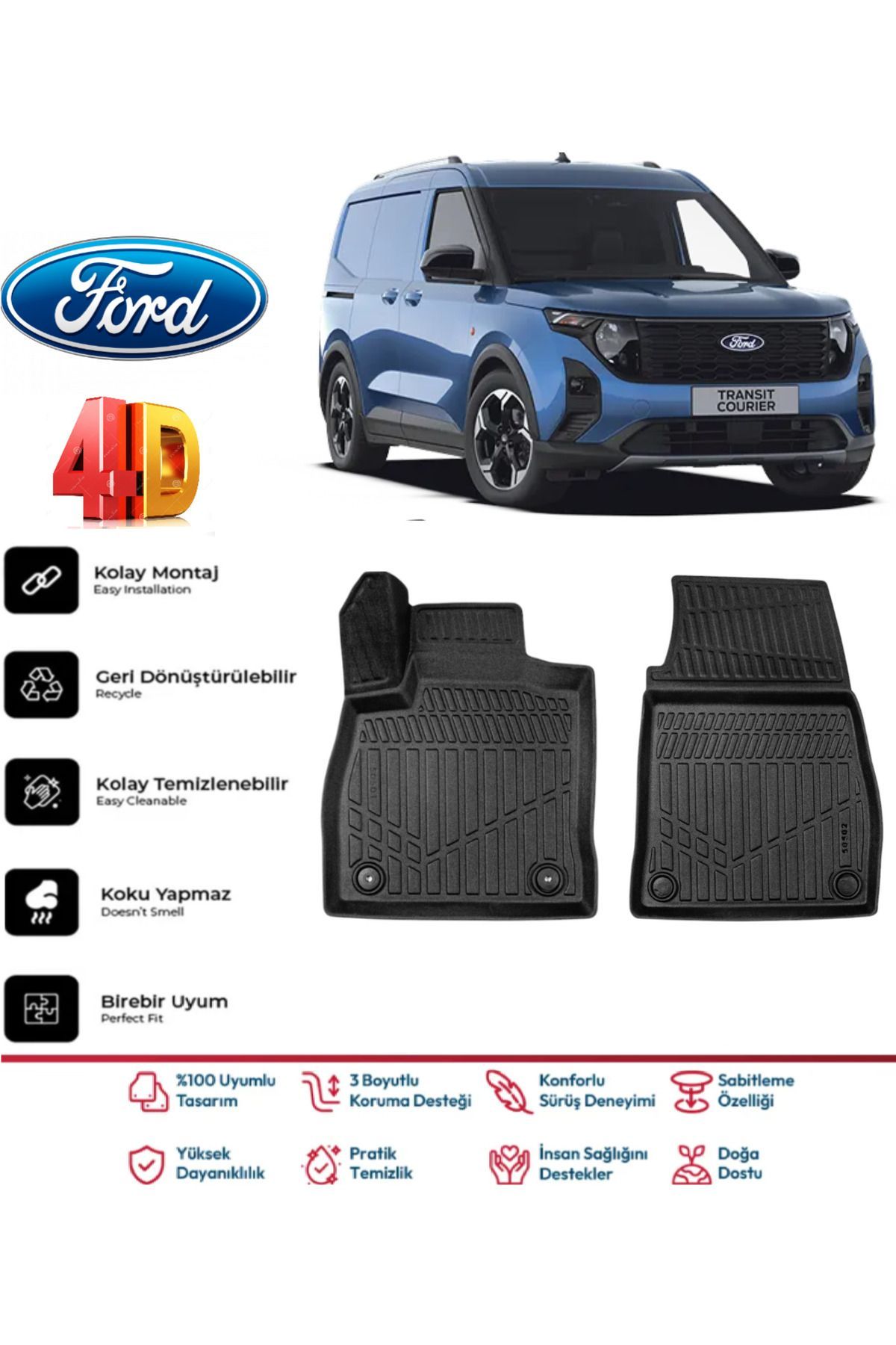 Ford Courier 2025 Model 4D Havuzlu Paspas