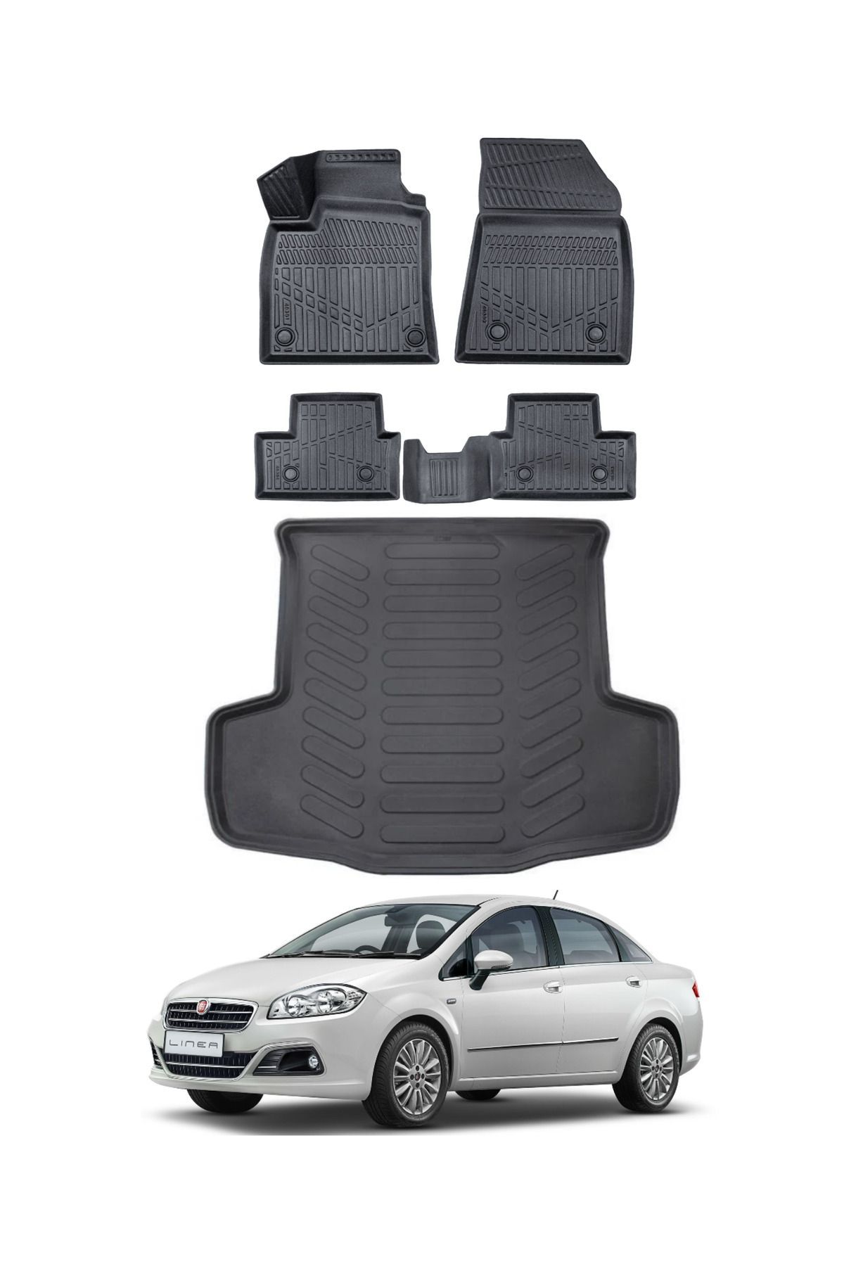 Fiat Linea 2013 Model Bagaj Havuzu Araca Özel Siyah Paspas Takımı