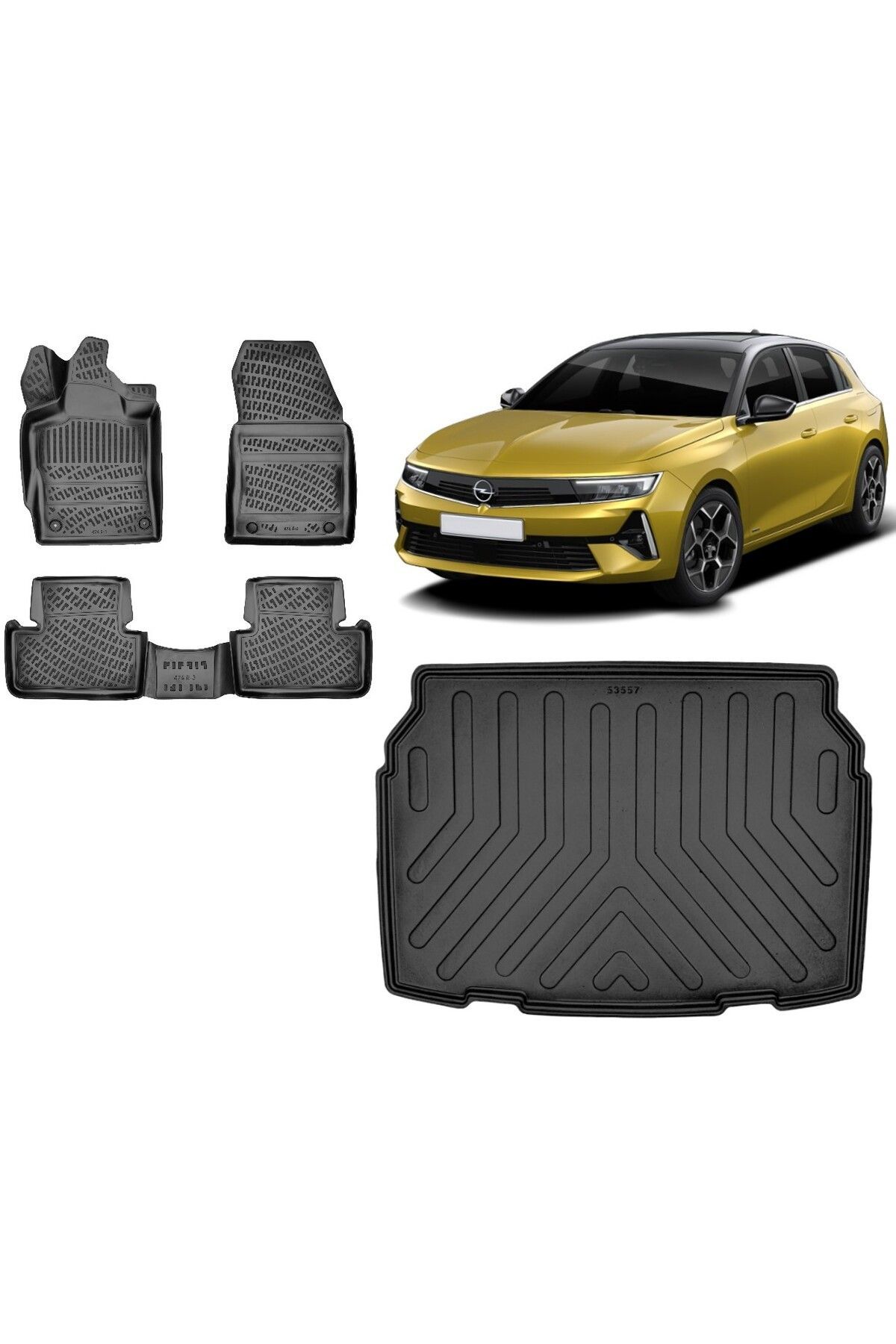 Opel Astra L 2022 Sonrası 3D Alt Bagaj Havuzu+3D Havuzlu Araca Özel Paspas Takımı