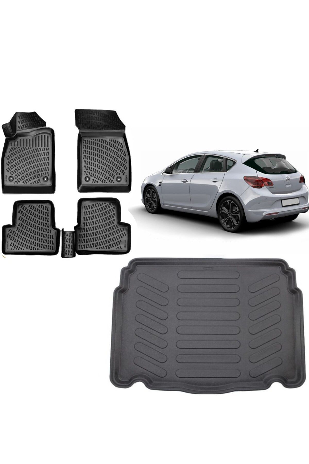 Opel Astra J Hatchback 2014 Model 3D Bagaj Havuzu+3D Havuzlu Araca Özel Paspas Takımı